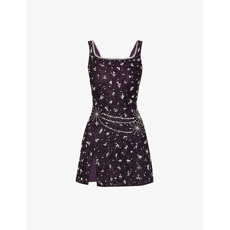 clio peppiatt purple dress Clio Peppiatt Wisteria Embellished Stretch-Mesh Gown in Purple