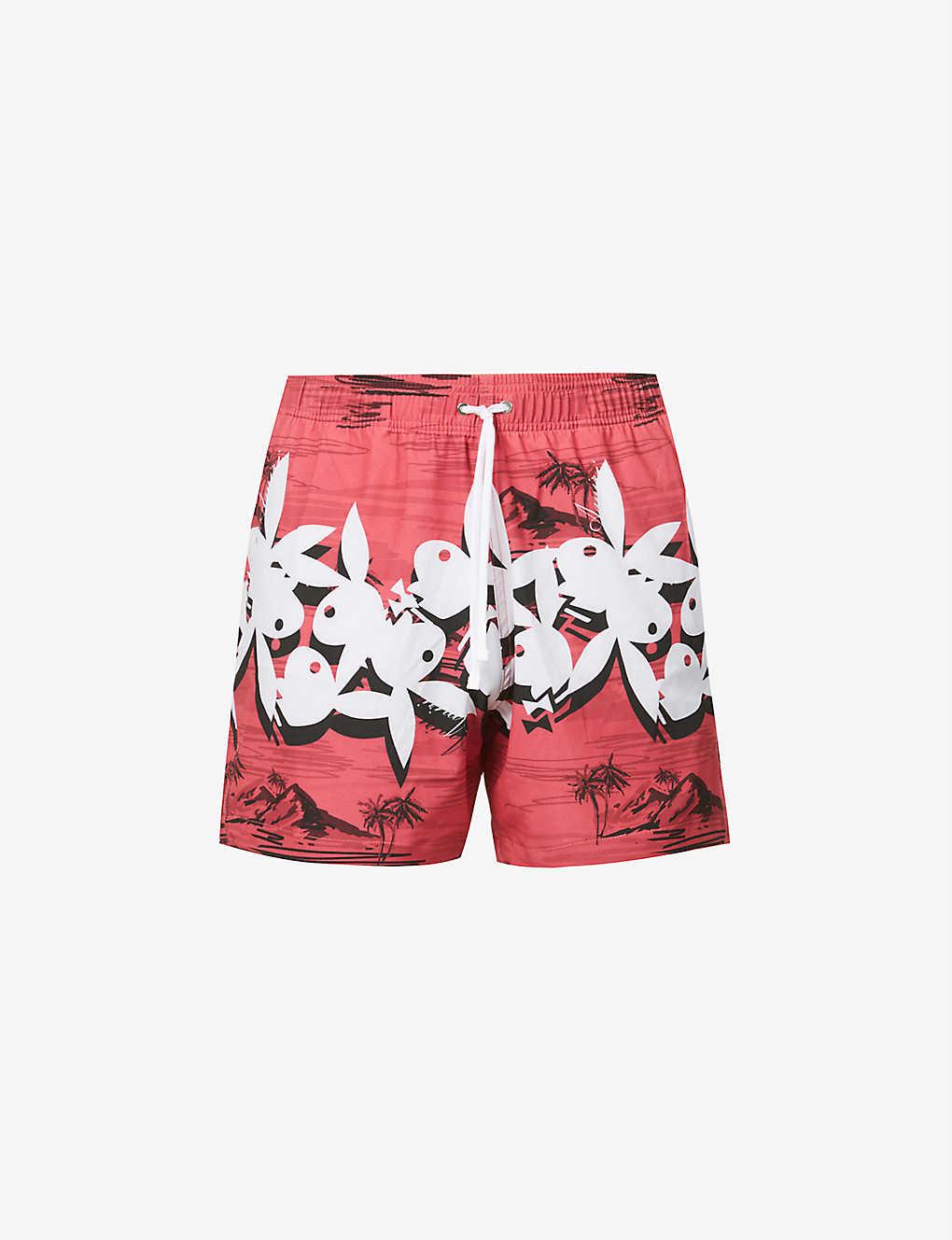Amiri X Playboy Aloha Graphic-pattern Shell Swim Shorts in Red for Men |  Lyst