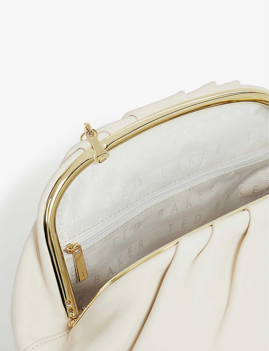 Ted Baker Abyoo Gathered Leather Clutch Bag in White | Lyst