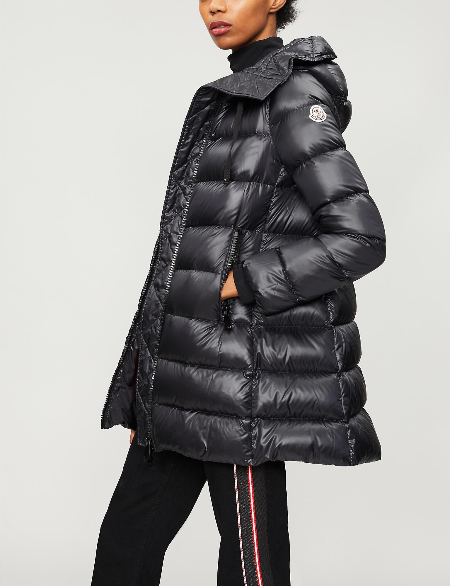 Moncler Suyen Goose Down And Feather-filled Padded Shell Coat in Black ...
