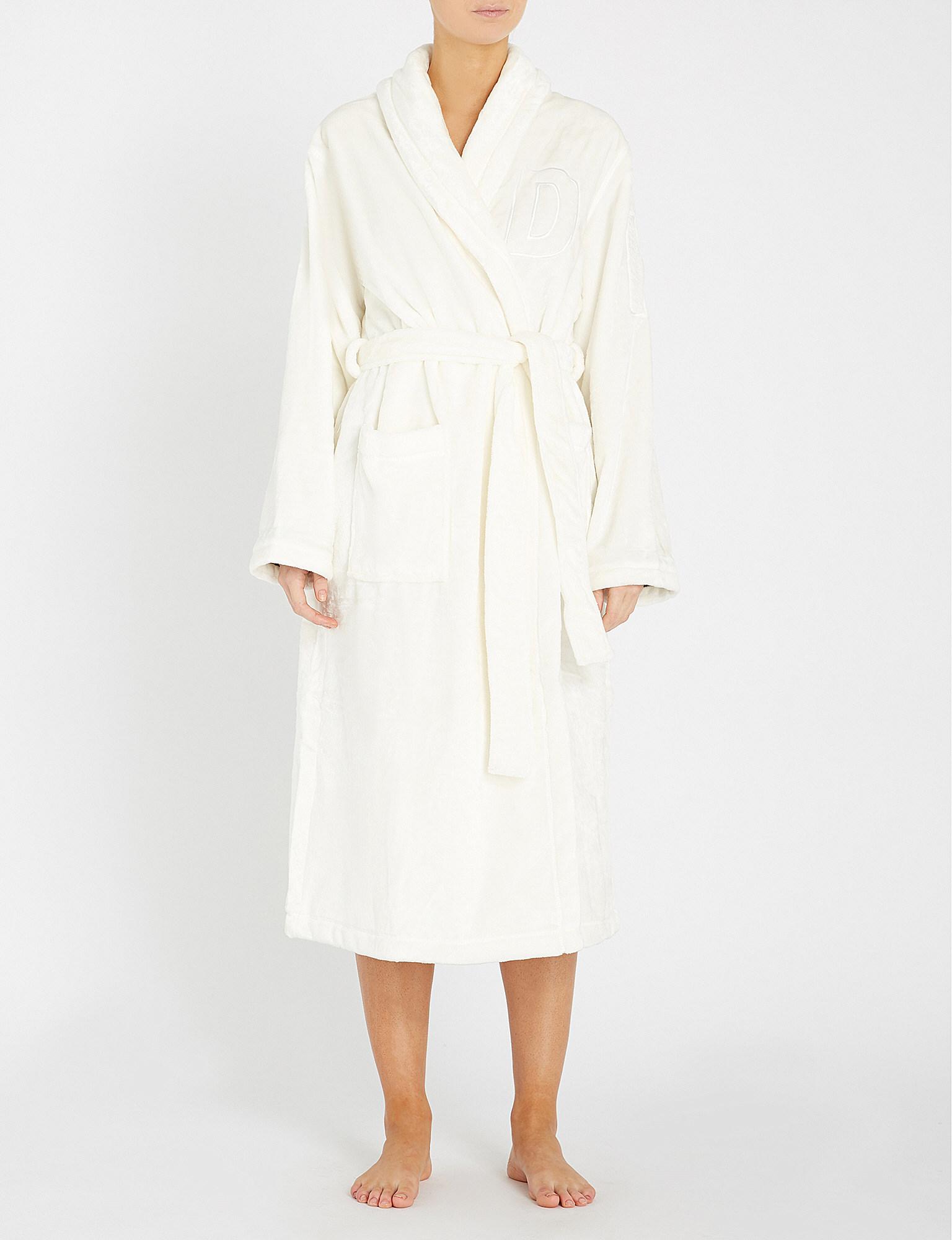 white fleece dressing gowns