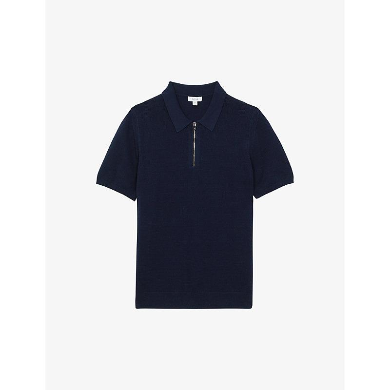 Reiss Fizz Halfzip Cottonblend Stretchknit Polo Shirt in Blue for Men Lyst