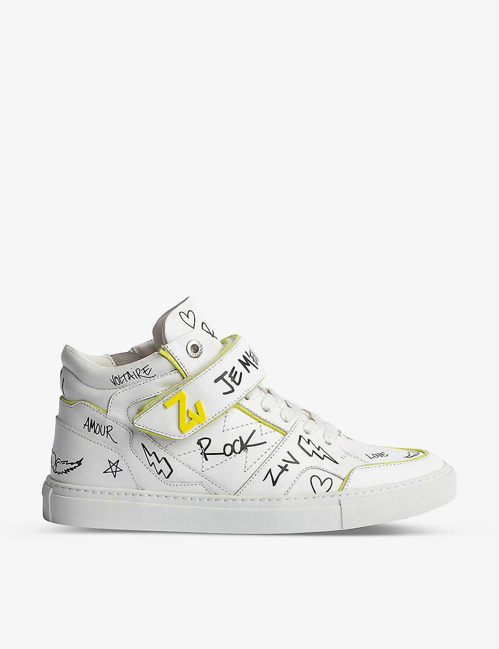 Zadig & Voltaire Zv1747 Mid-flash Graffiti-art Leather Trainers in ...