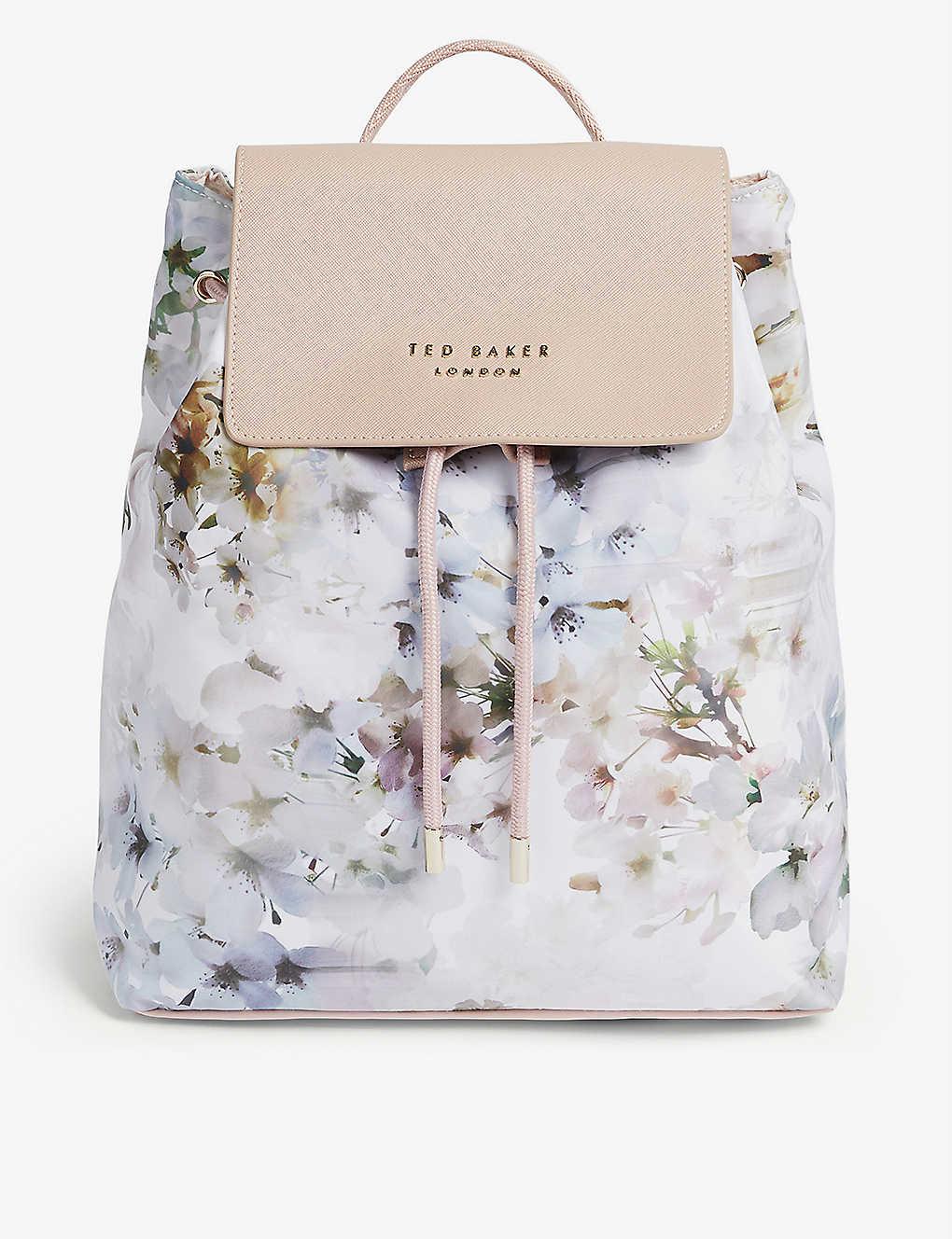 Ted Baker Sukkii Vanilla-print Woven Drawstring Backpack in White | Lyst