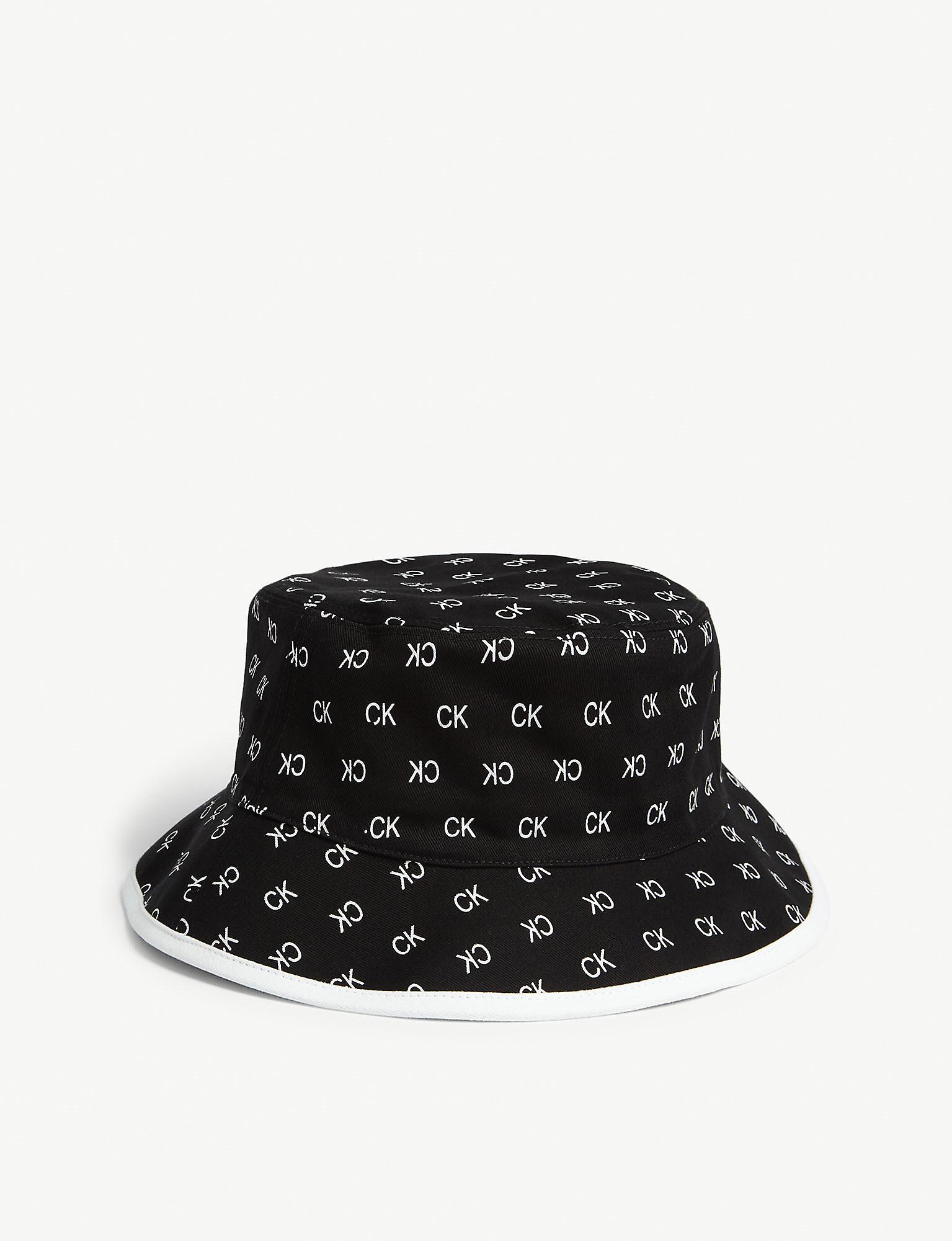 Calvin Klein Logo Print Reversible Cotton Bucket Hat in Black for Men | Lyst