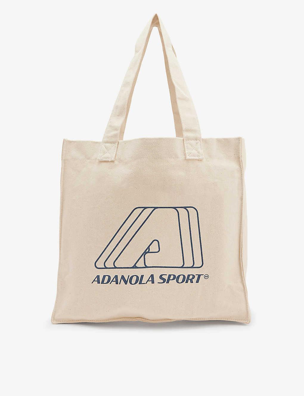 ADANOLA Logo-print Boxy Recycled-cotton Tote Bag in Natural | Lyst UK