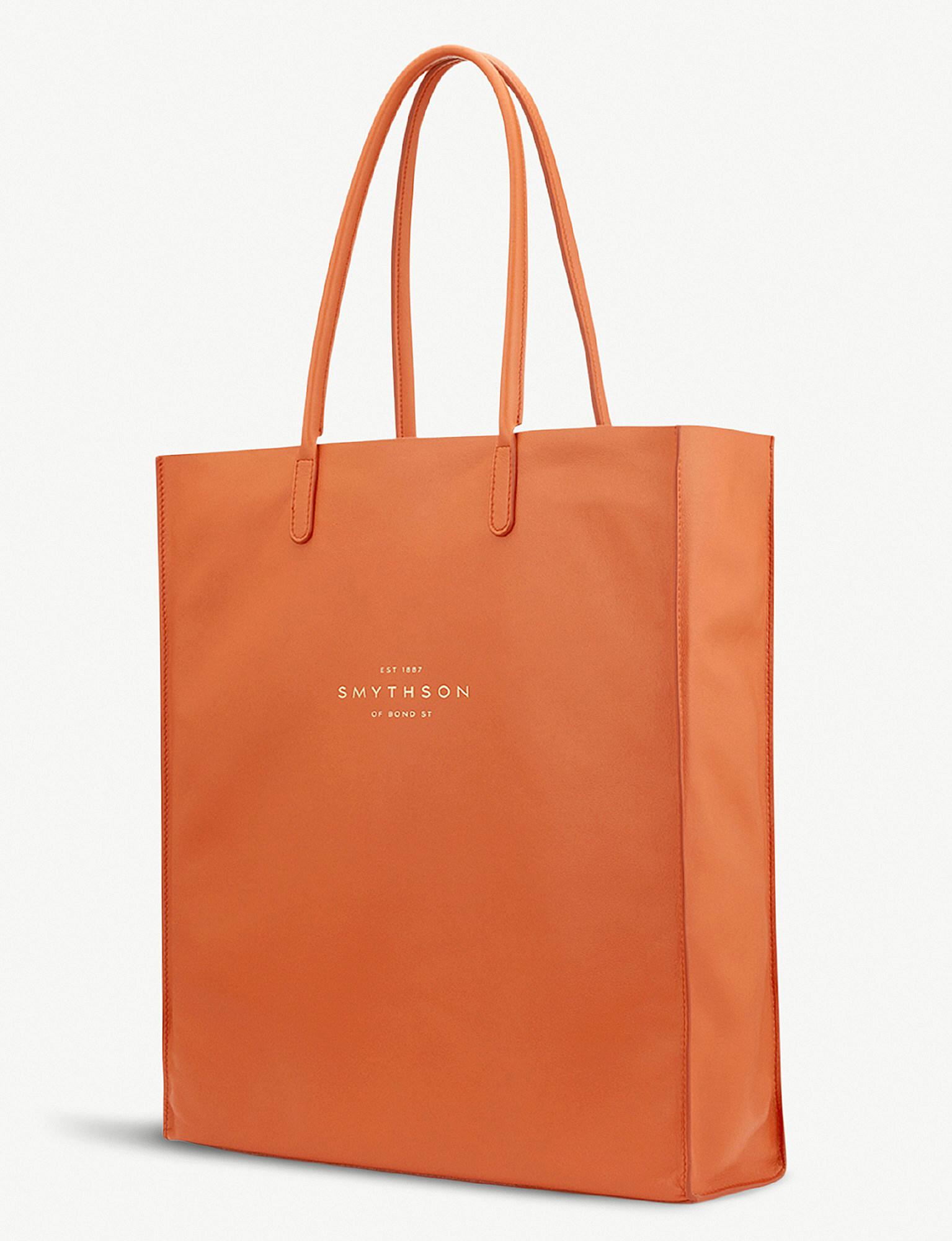 Smythson Kingly Leather Tote in Orange | Lyst