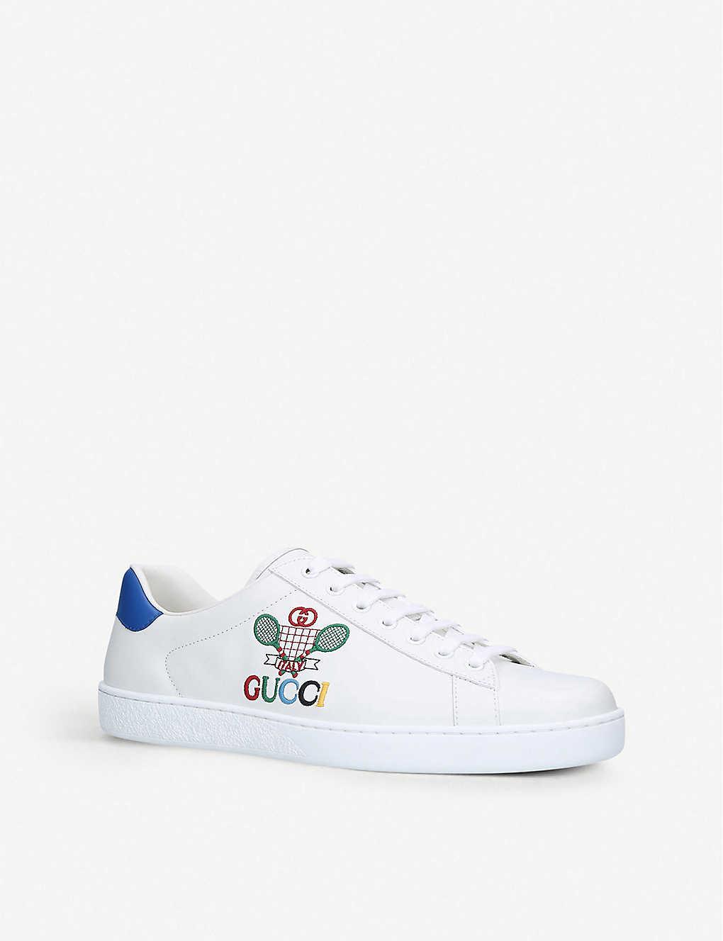 Gucci Ace White Tennis Embroidered Sneakers