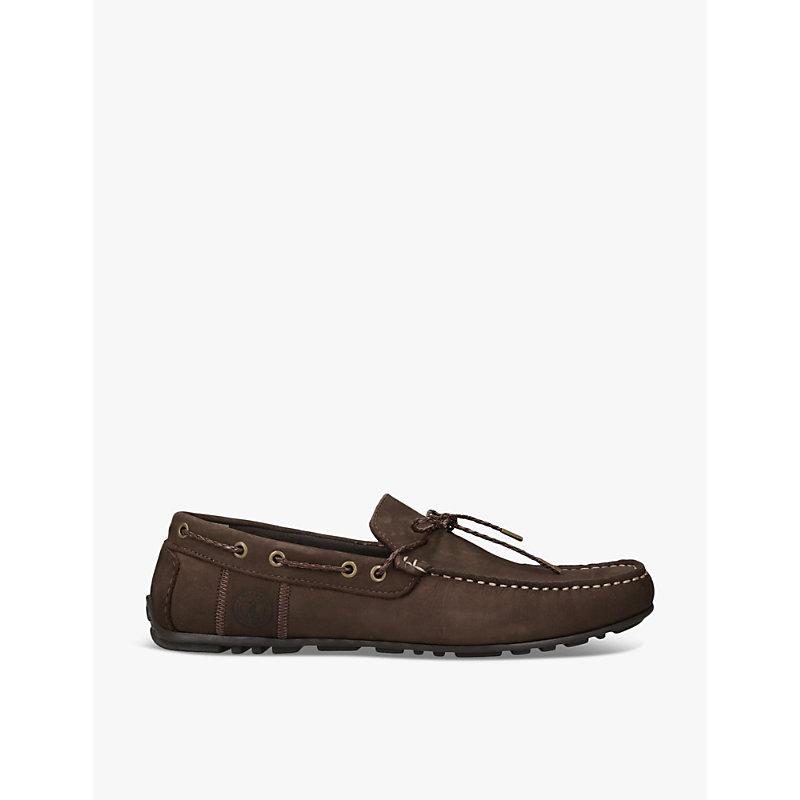 Barbour Jenson Contrast Stitch Flat Leather Driving Shoes in Brown for Men Lyst Canada