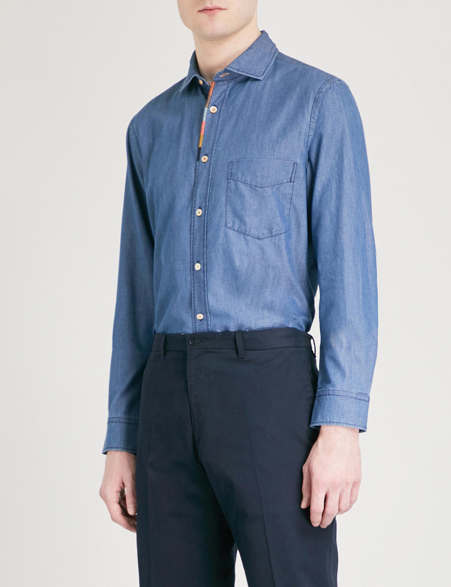 Paul Smith Artist Stripe Regular-fit Denim Shirt in Indigo (Blue 