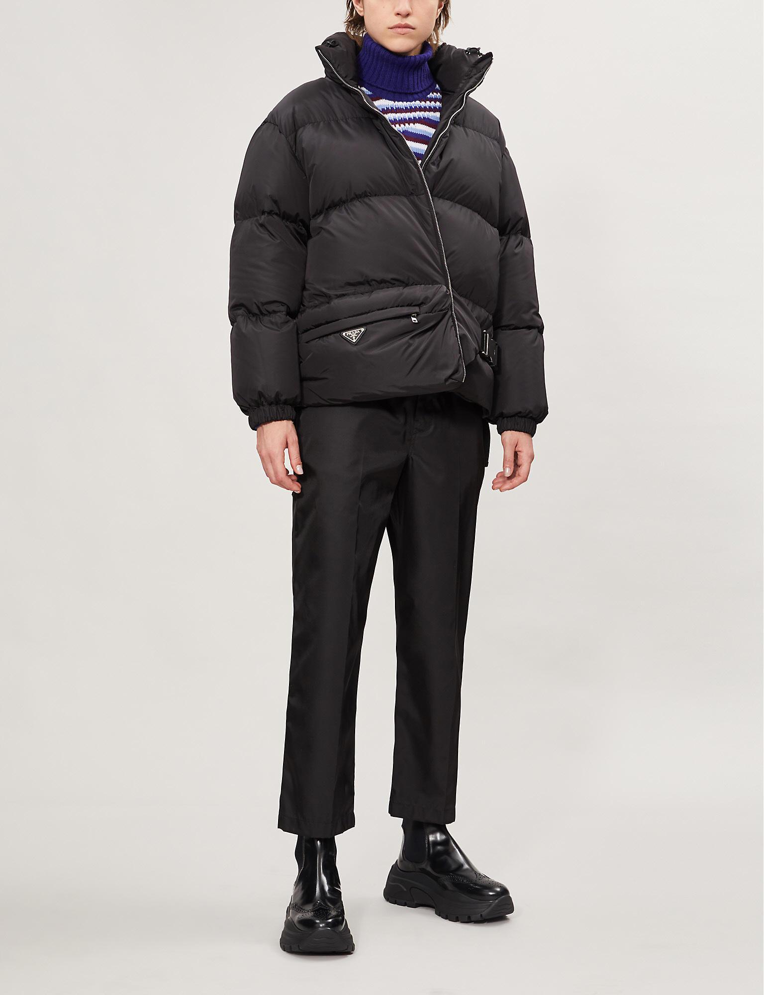 prada hooded shell down coat