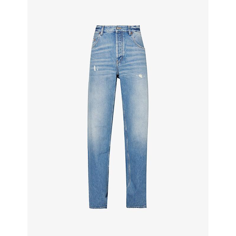 Saint Laurent Extreme baggy Straight-leg Mid-rise Jeans in Blue for Men |  Lyst