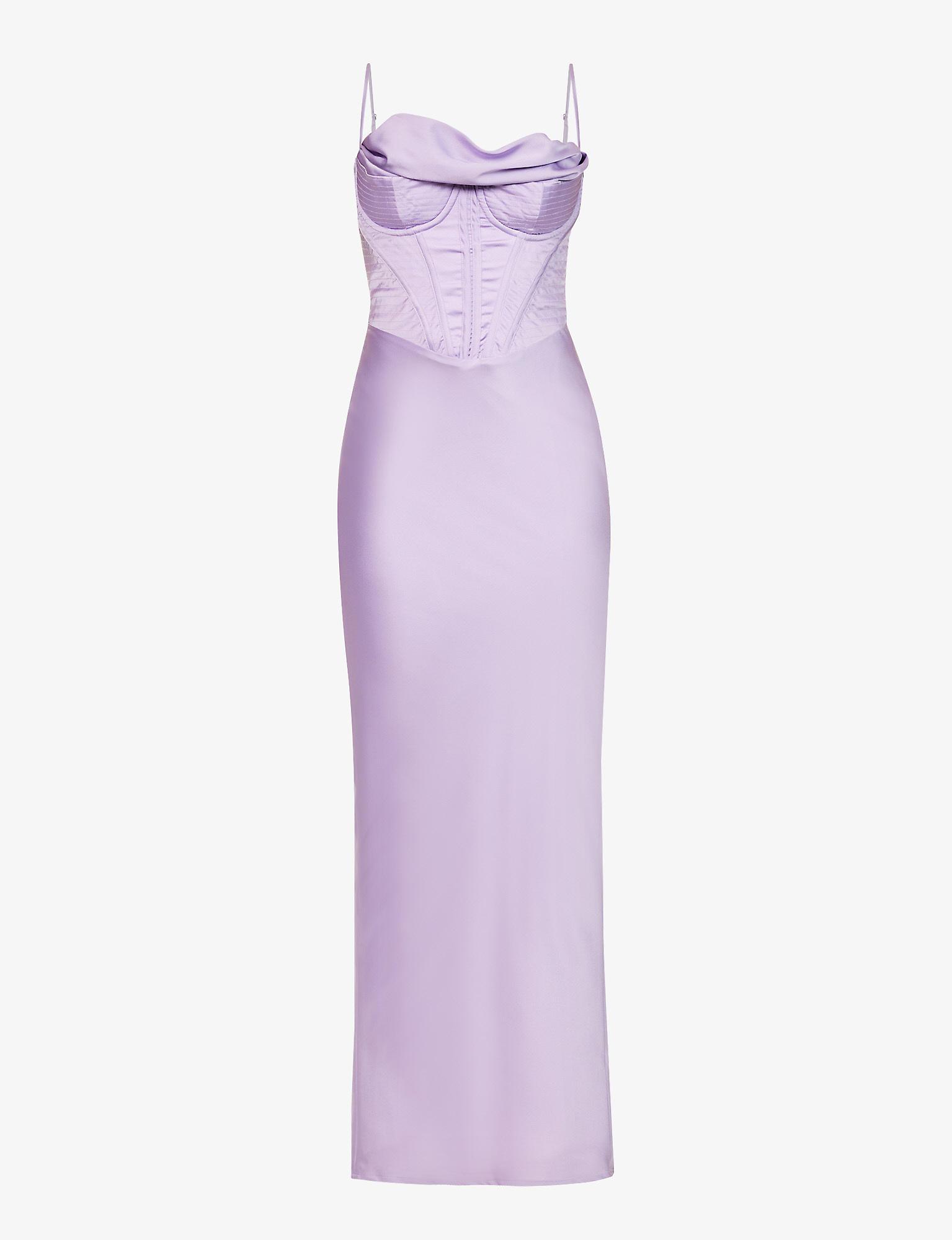 House Of Cb Charmaine Fullerbust Satin Midi Dress in Purple Lyst