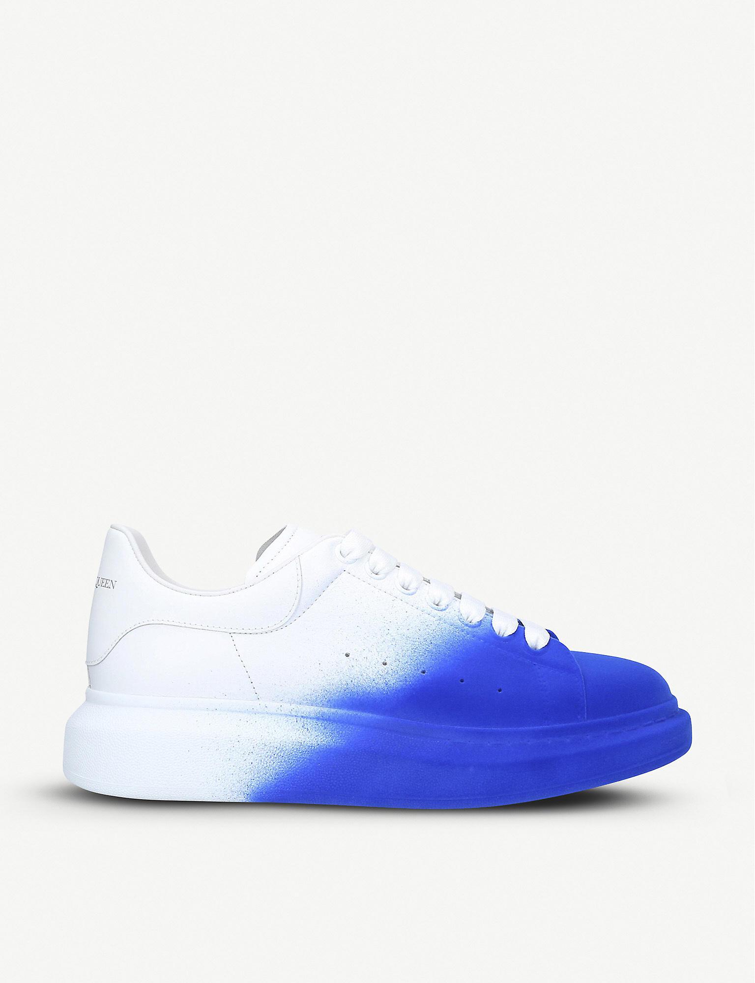 Alexander McQueen Show Leather Trainers in White/Navy (Blue) for Men - Lyst