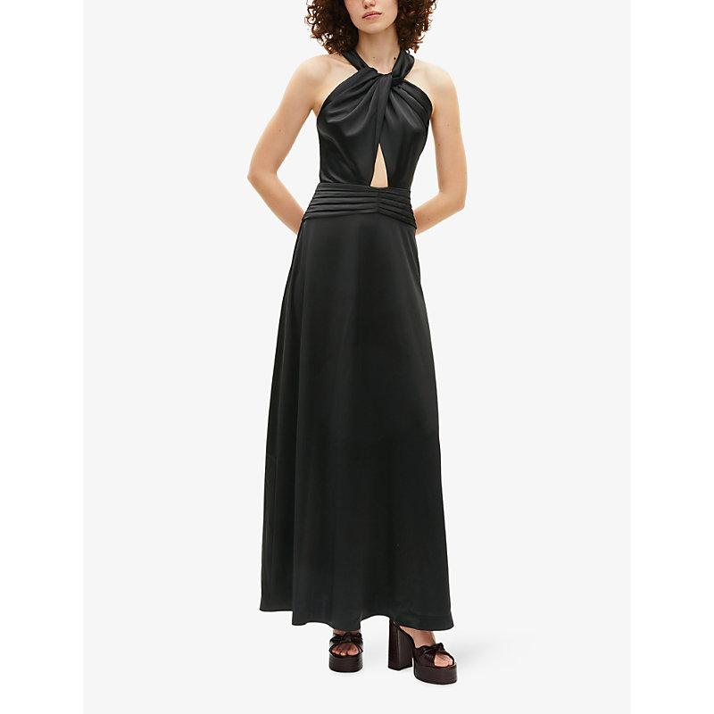 chinese dress ladies The Kooples // Yellow Silk Ruffled Maxi Dress  VSP Consignment