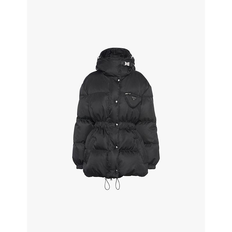Prada puffer coat with fur hood online