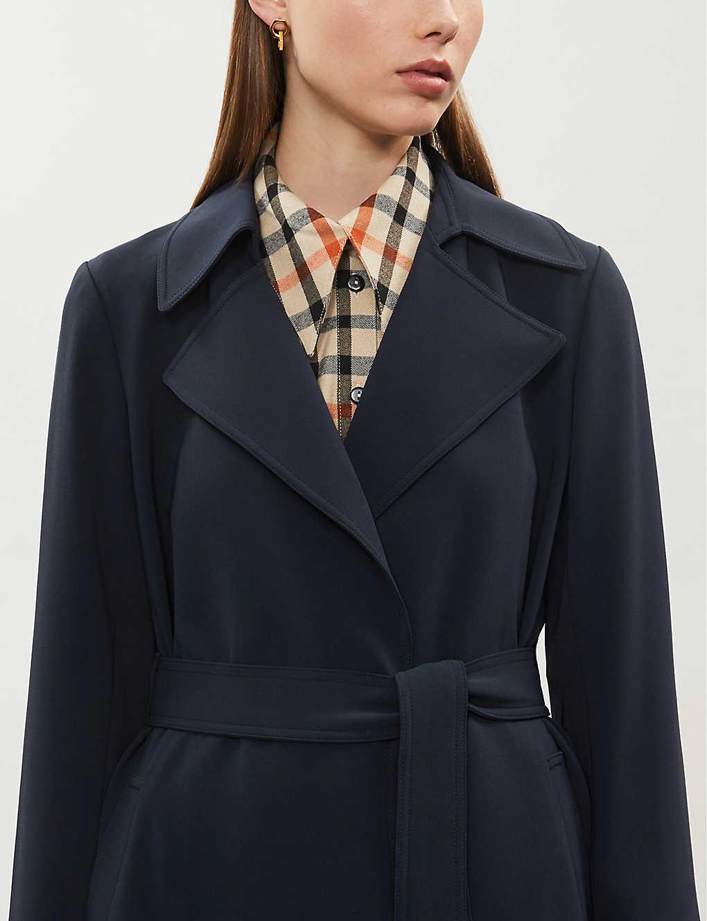 Theory Synthetic Belted Crepe Trench Coat in Blue - Lyst