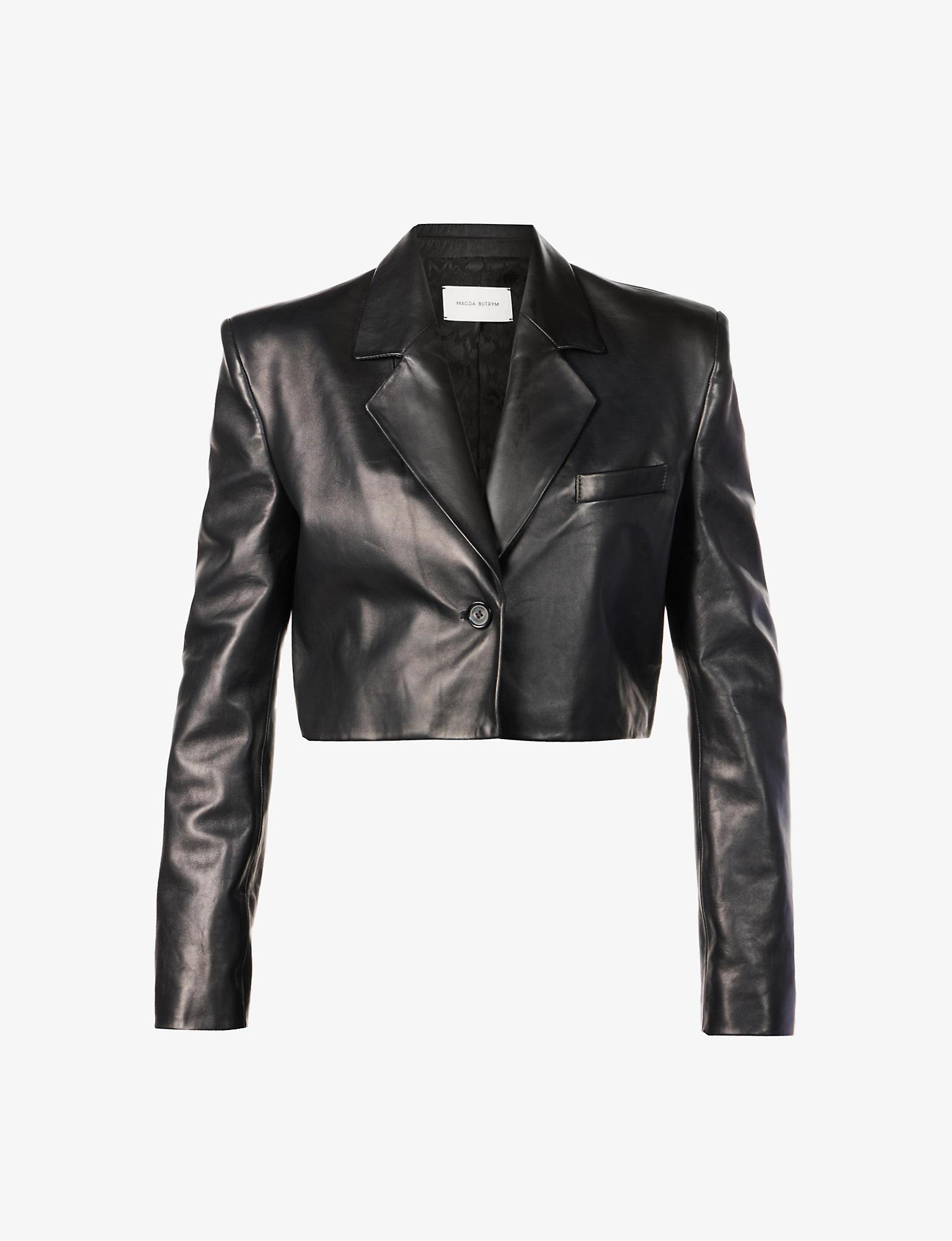 Magda Butrym Single-breasted Boxy-fit Leather Blazer in Black | Lyst ...