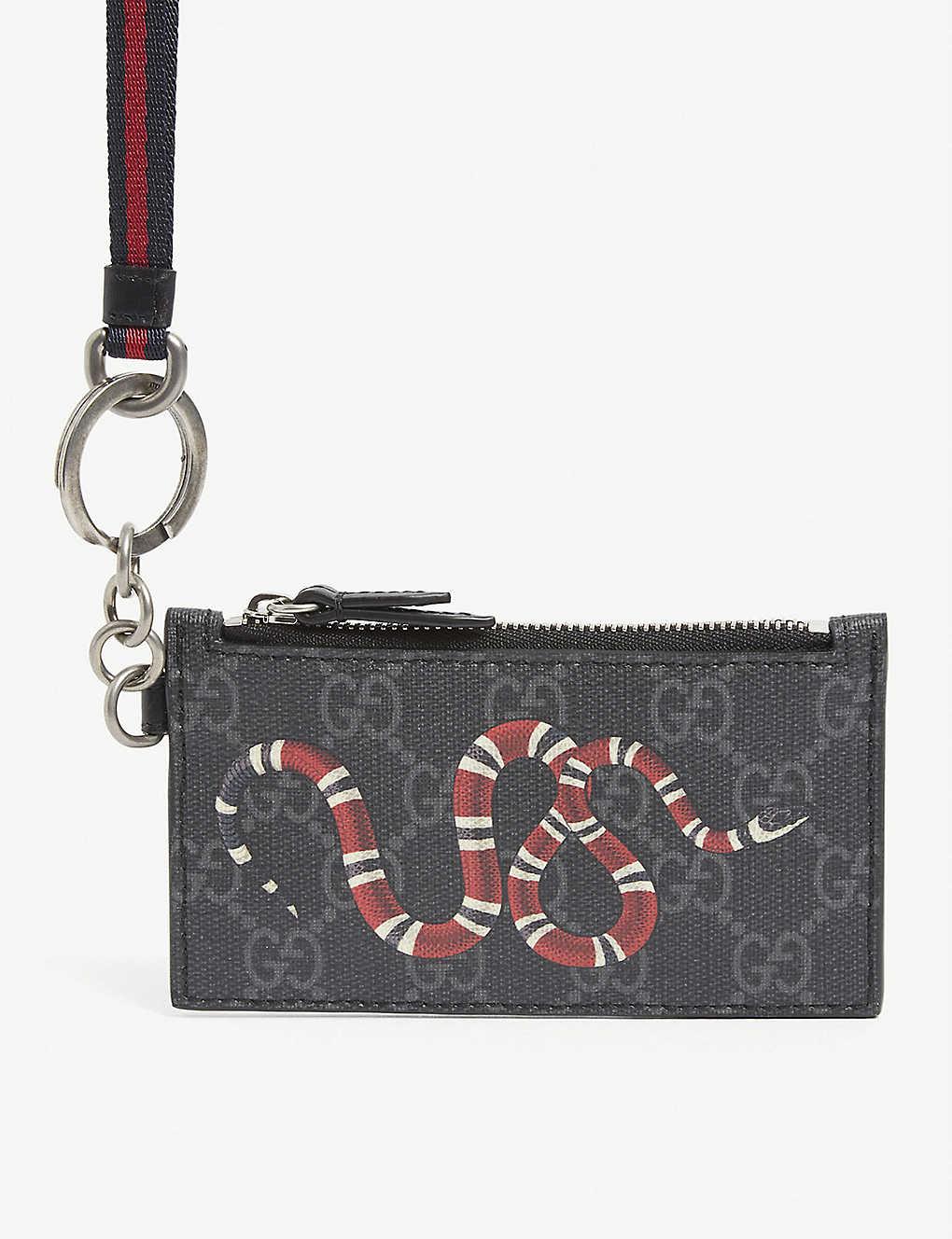 Gucci Bestiary Coated-canvas Lanyard Card Holder in Black for Men | Lyst