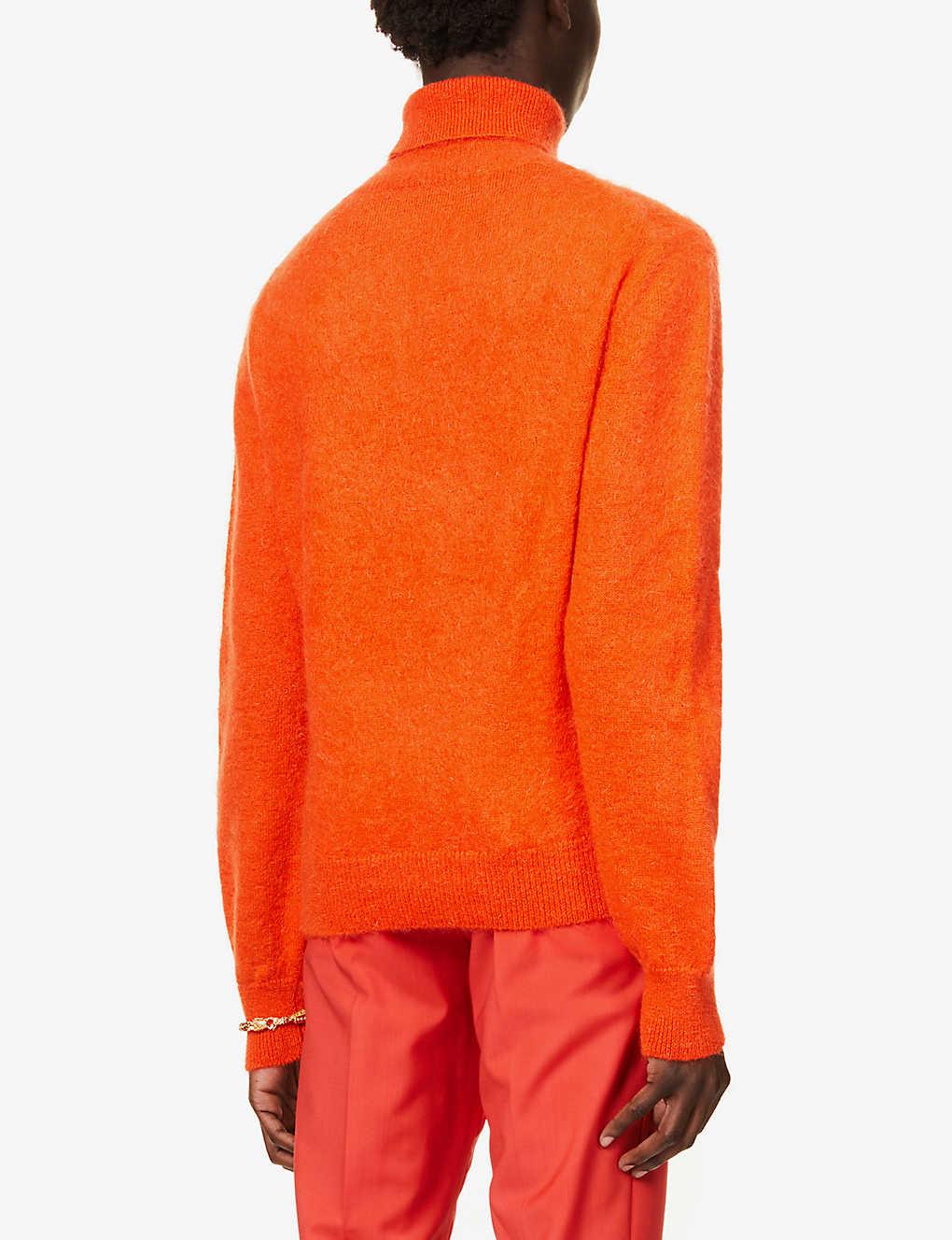 Paco Rabanne Synthetic Turtleneck Mohair-blend Jumper in Orange for Men ...