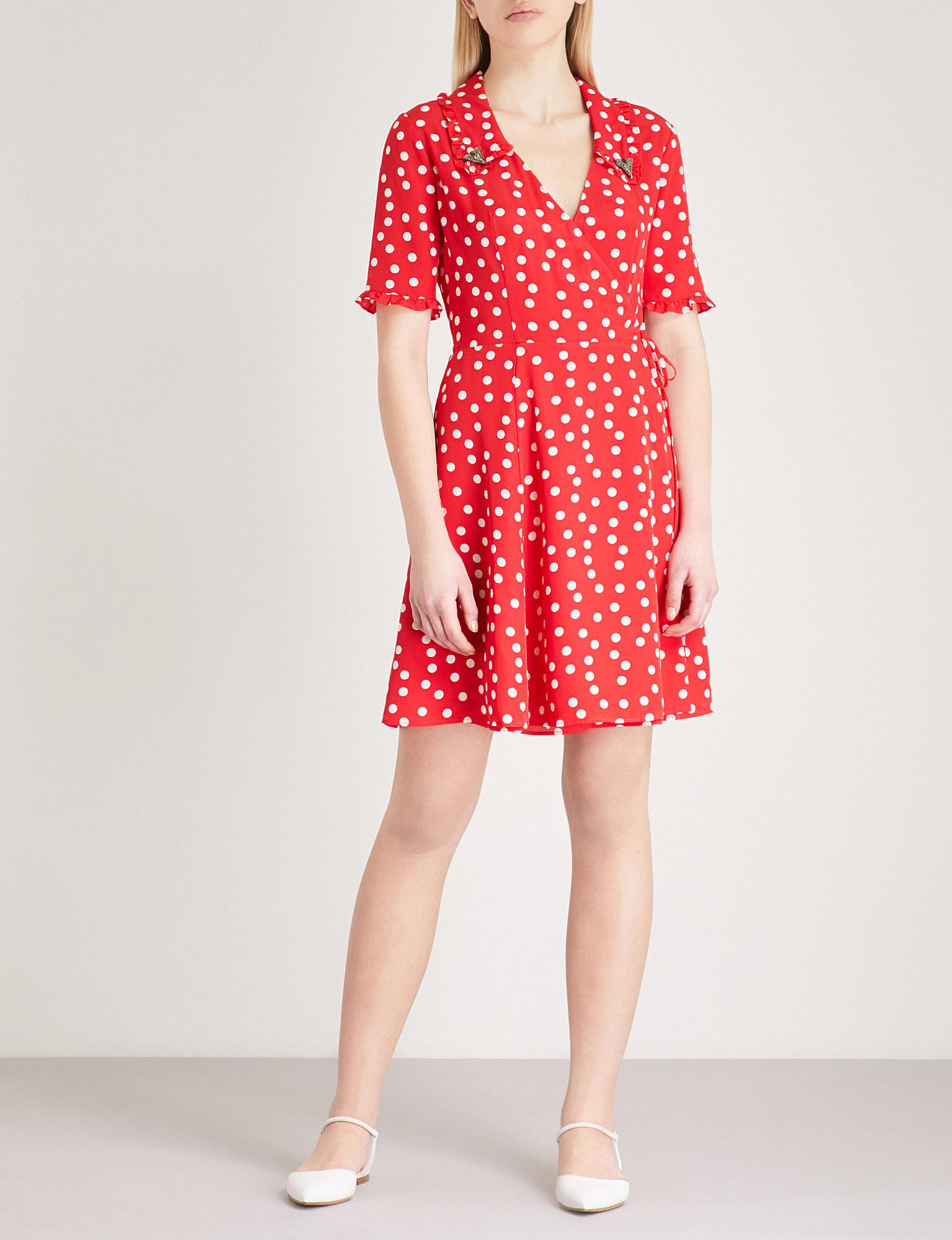 red dot wrap dress