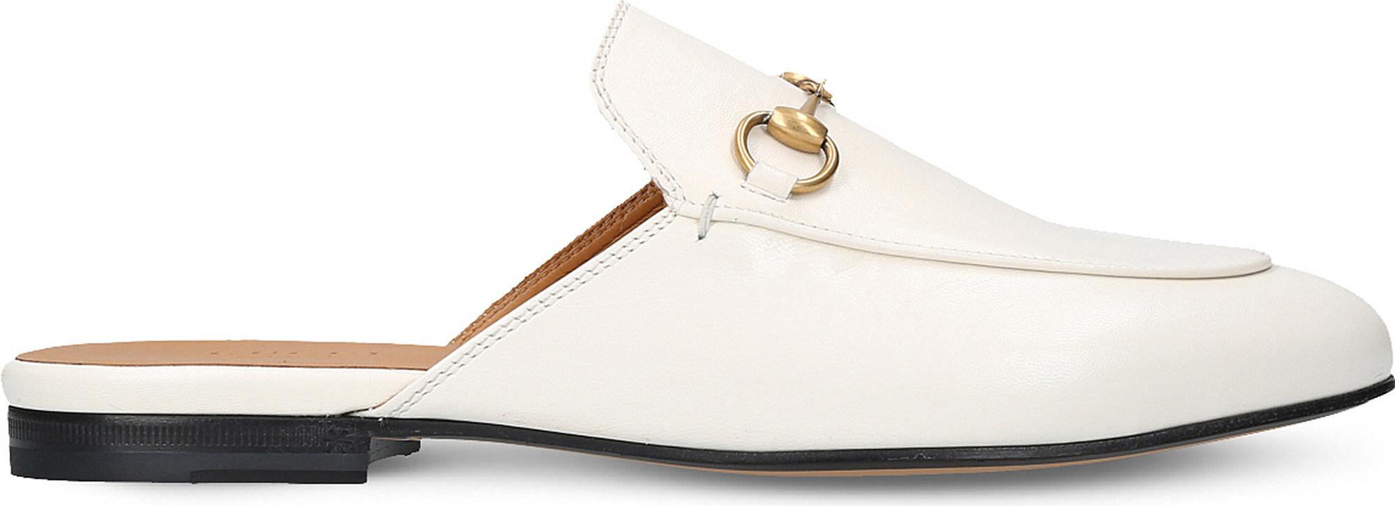 Lyst Gucci Princetown Leather Slippers in White