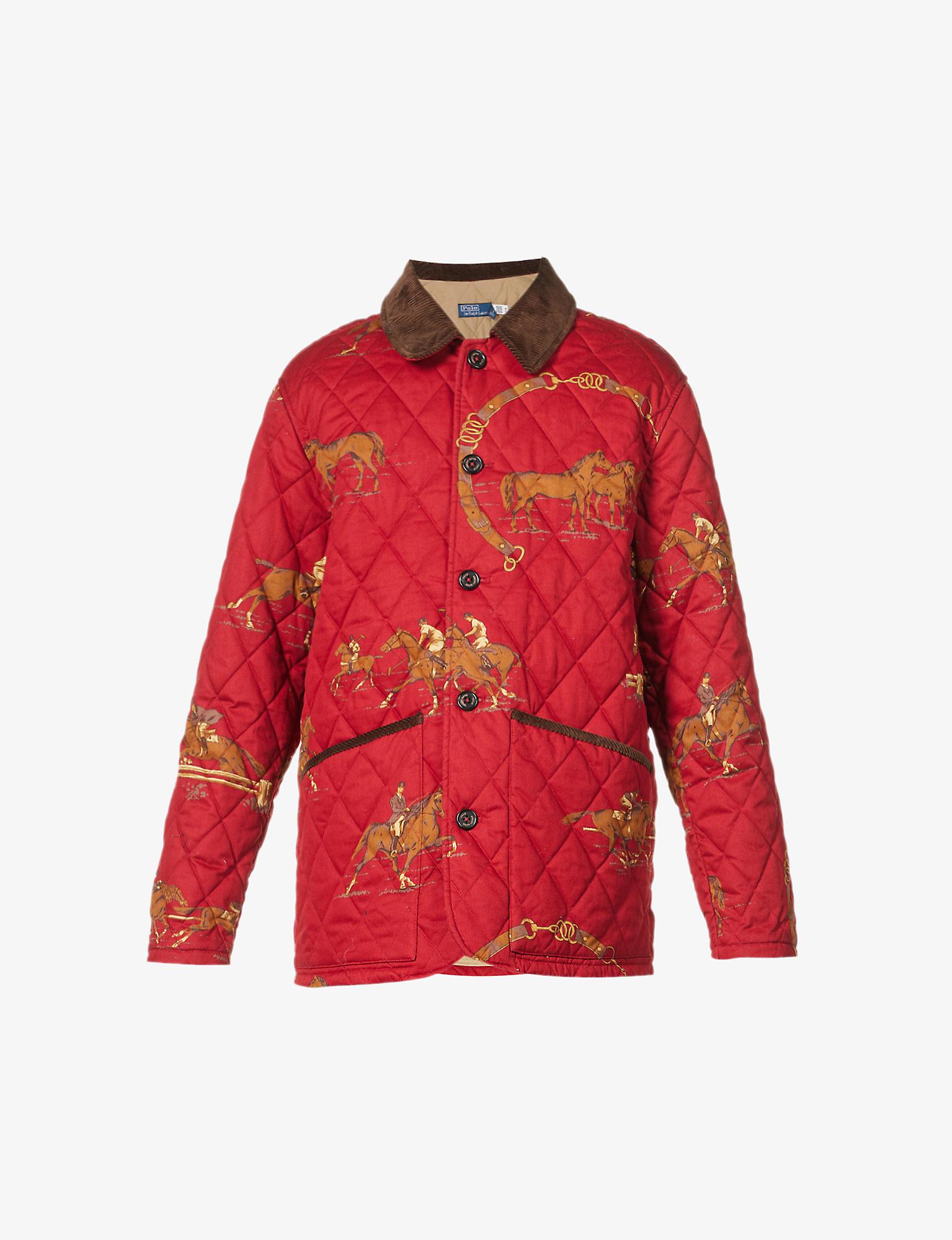 Polo Ralph Lauren Horseprint Quilted Cotton Jacket in Red for Men Lyst