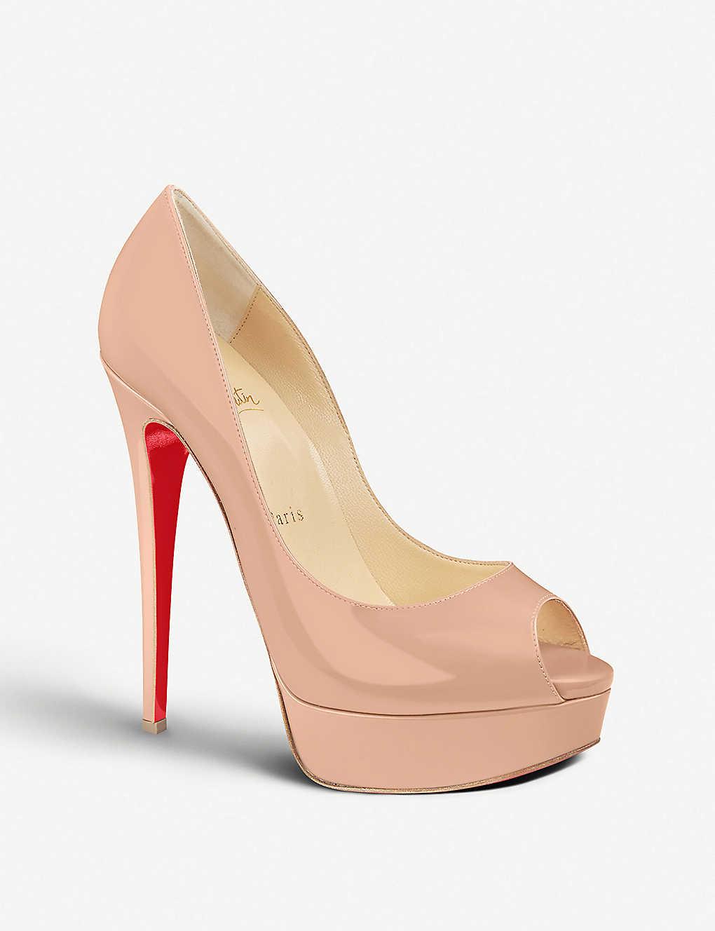 Christian Louboutin Lady Peep 150 Patent Calf in Natural | Lyst