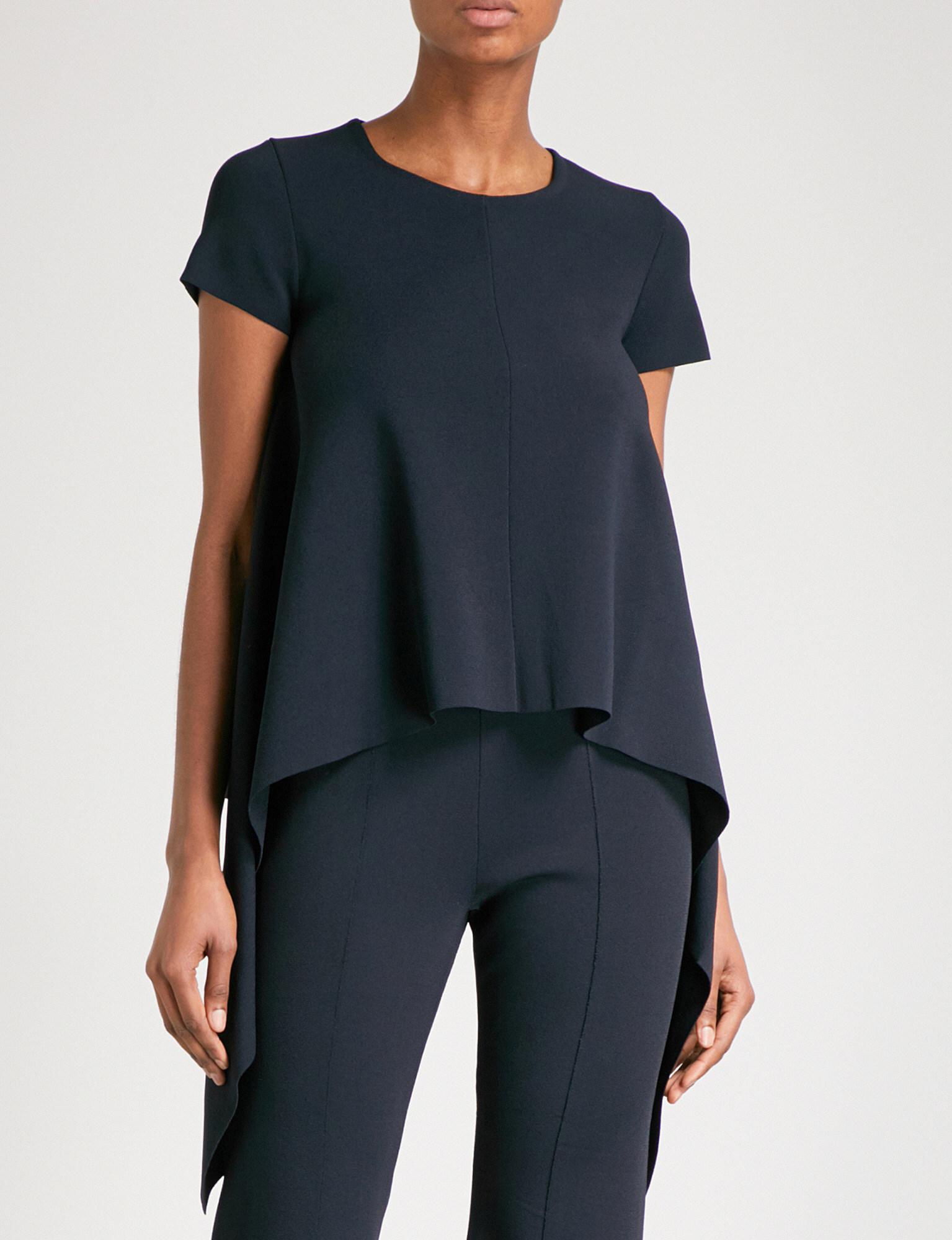 lyst stella mccartney asymmetric stretch knit top in blue lyst stella mccartney asymmetric stretch knit top in blue