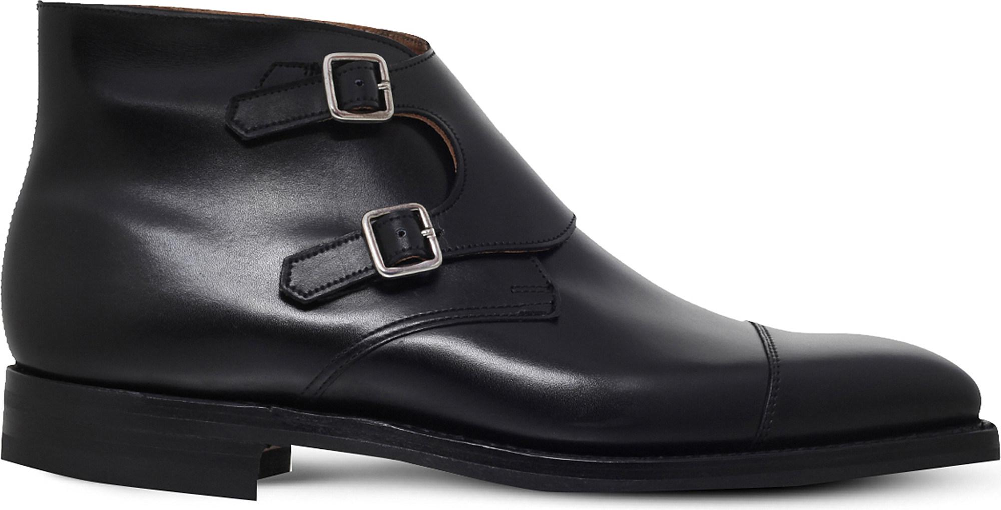 Crockett & Jones Camberley Leather Double Monk Boots in Black for Men | Lyst
