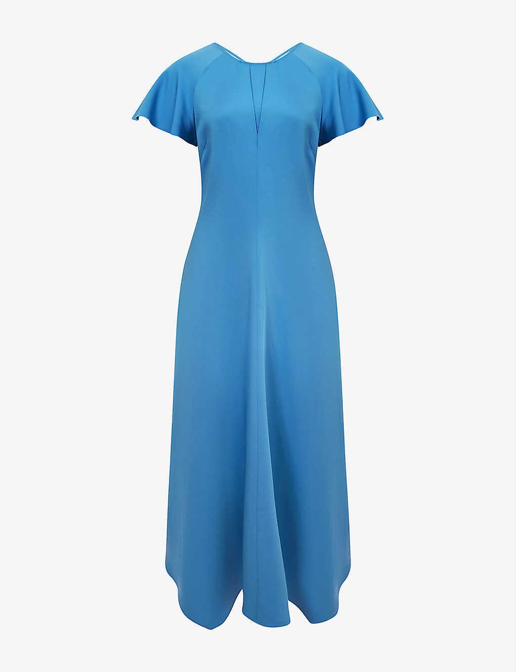 Reiss Eleni Capsleeve Woven Midi Dress in Blue Lyst