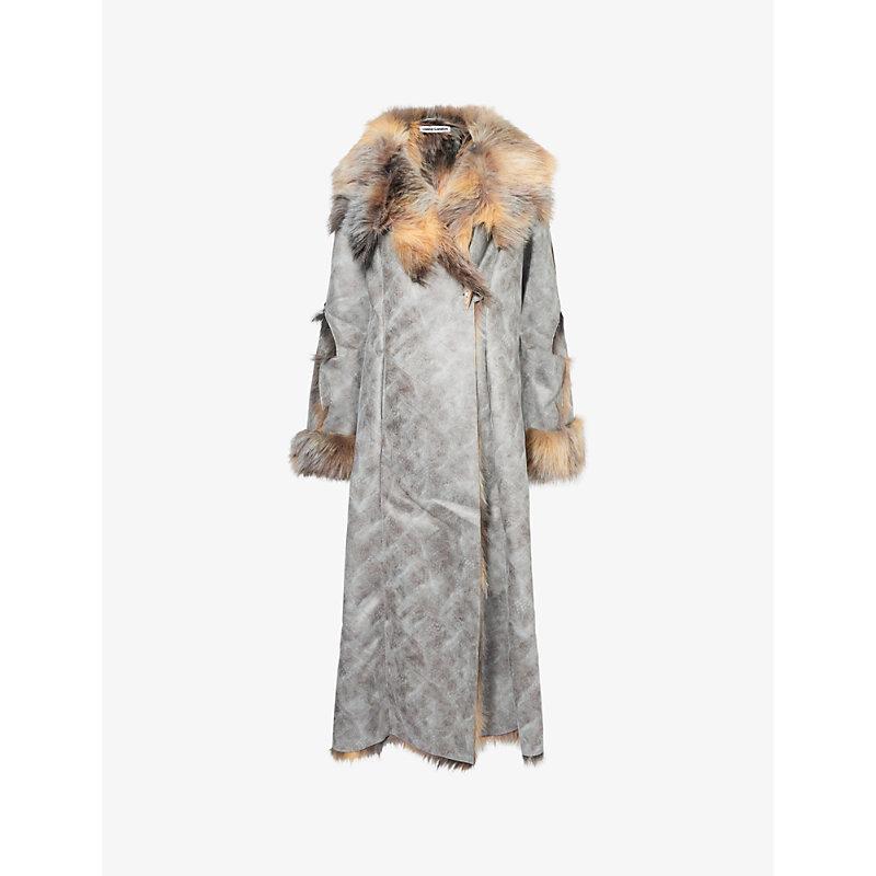 Jaded London Alpha Faux-Fur-Trims Relaxed-Fit Faux-Leather