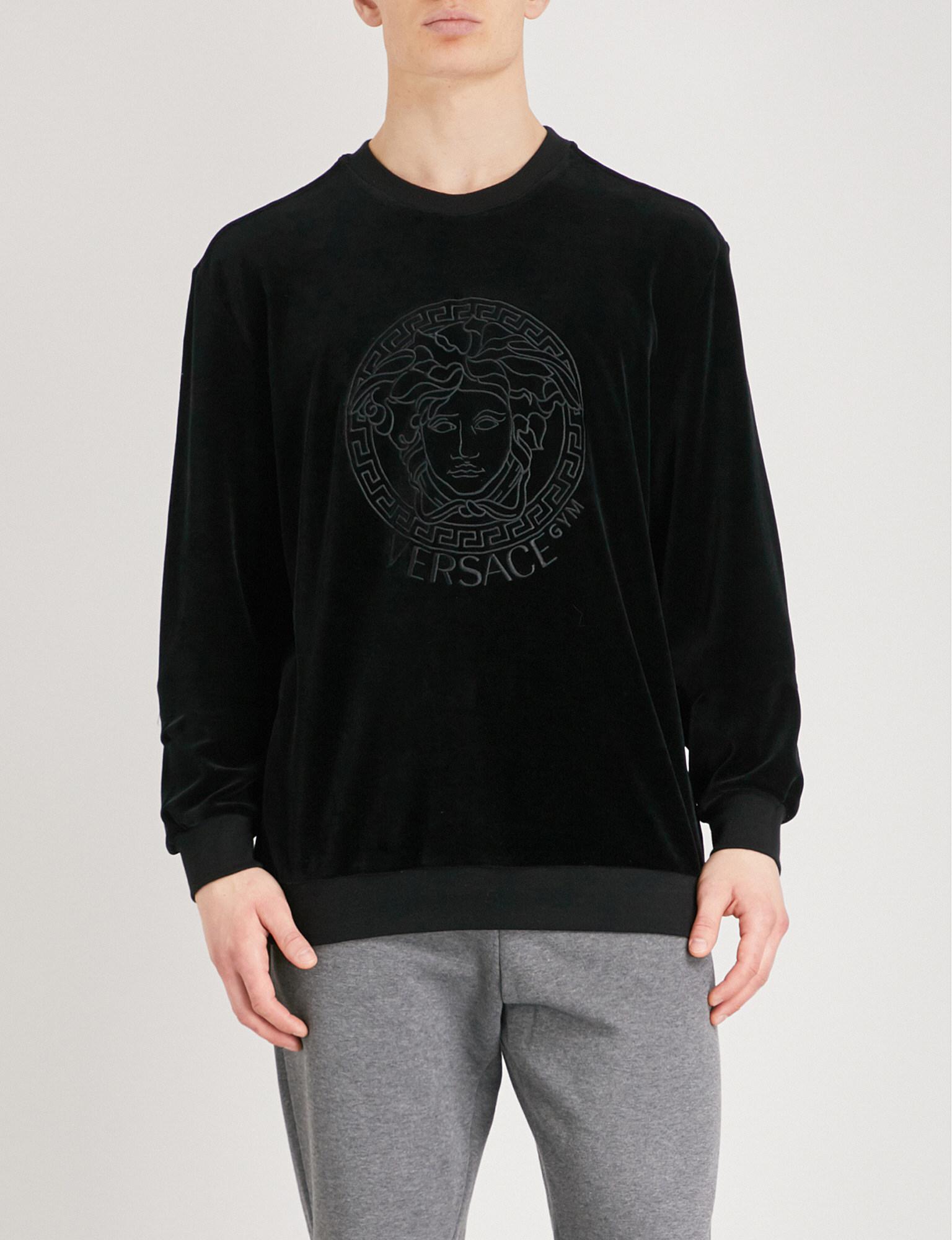 Versace Medusa Velour Sweatshirt in Black for Men | Lyst