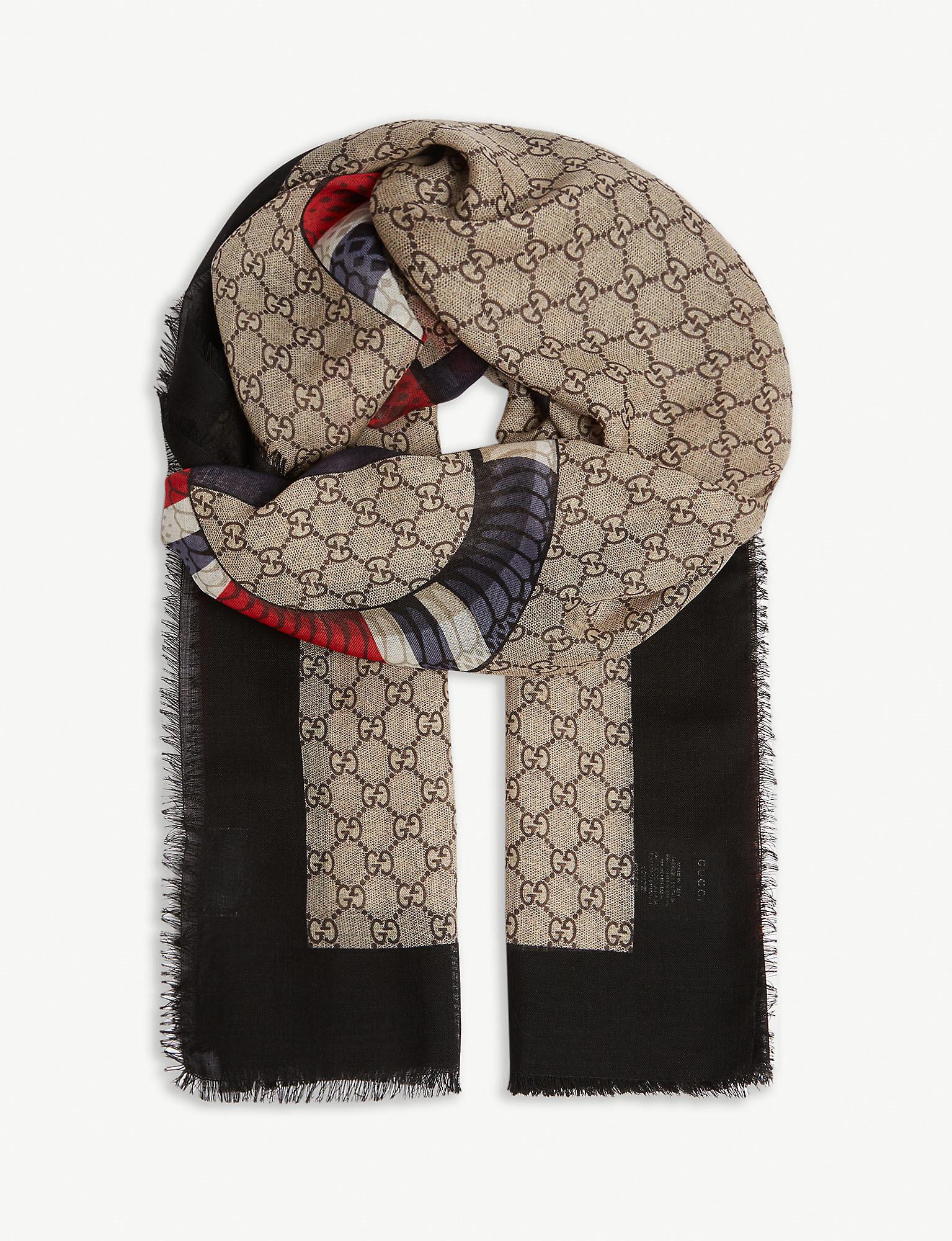 Gucci Wool Snake Print Scarf in Beige (Natural) for Men - Lyst