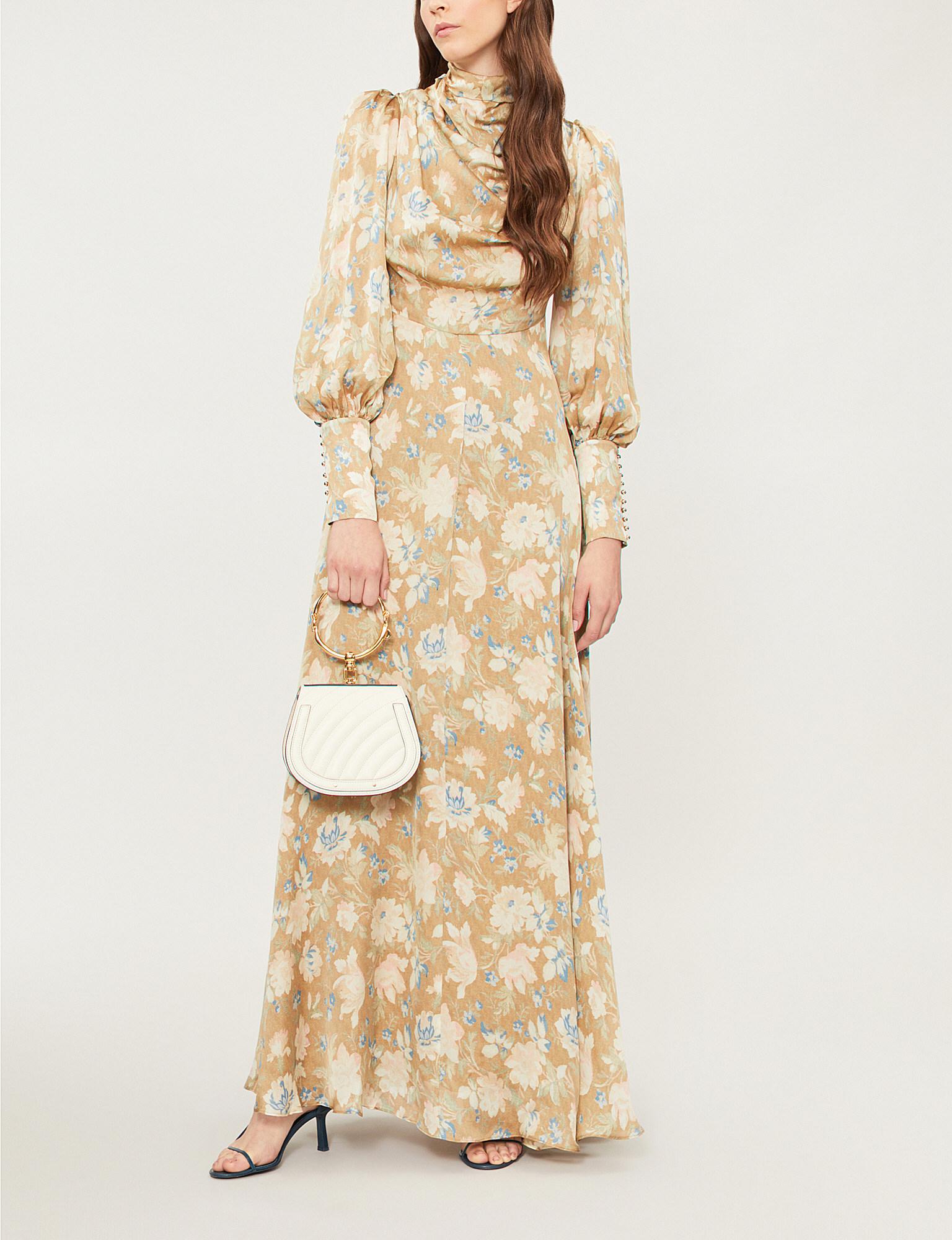 cowl neck silk maxi dress