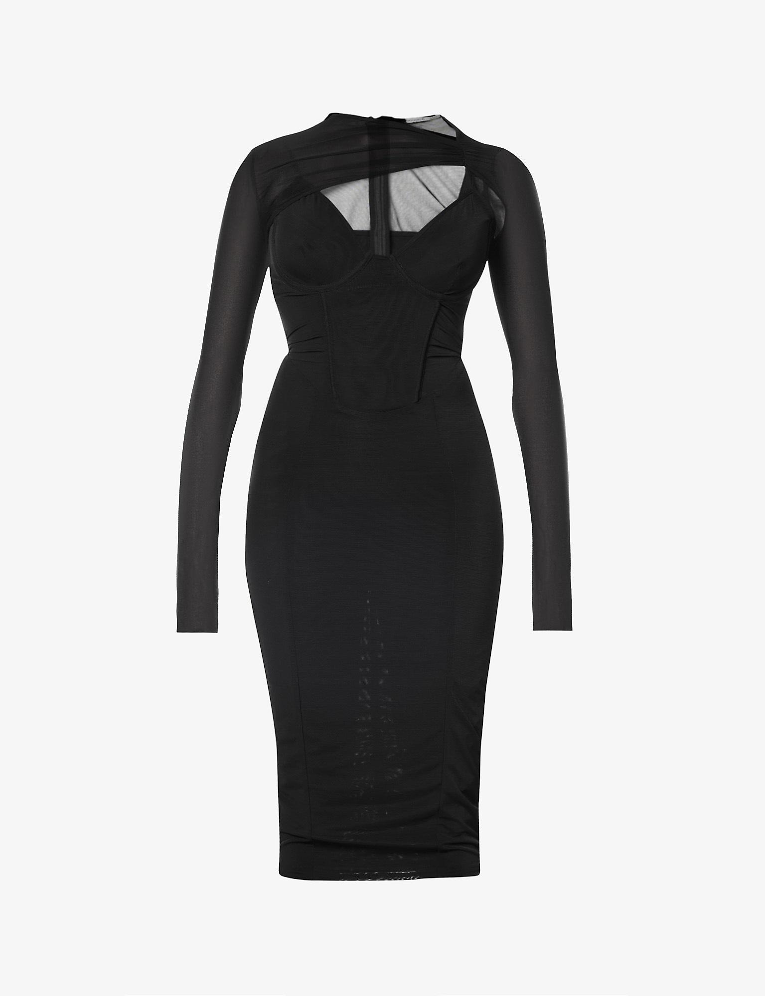 House Of Cb Beatrice Fullerbust Mesh Midi Dress in Black Lyst