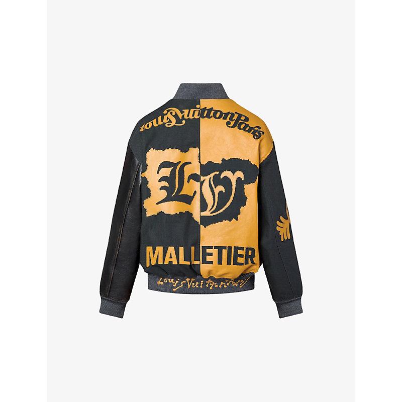 Embroidered Louis Vuitton Yellow and Black Leather Jacket