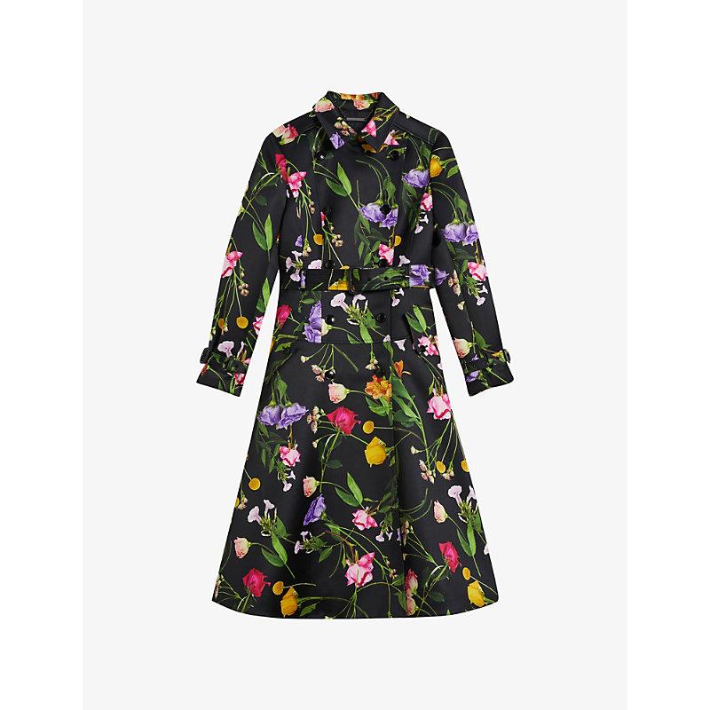 Ted Baker Moiraa Floral-print Double-breasted Woven Trench Coat in