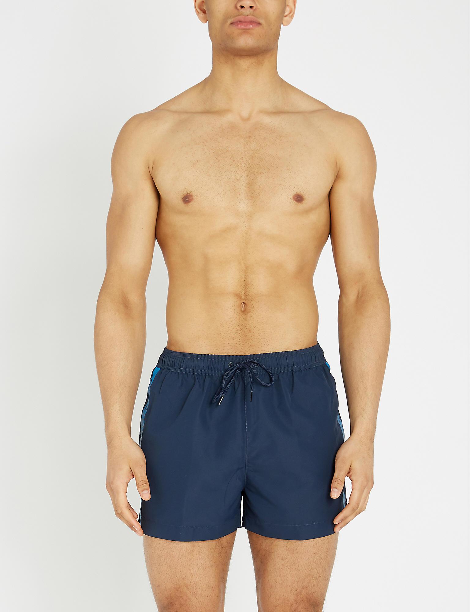 Calvin Klein Logo-print Relaxed-fit Swim Shorts in Blue for Men - Lyst