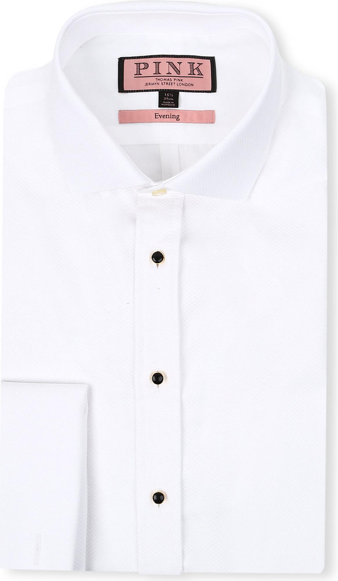 Thomas Pink Slim Fit Tuxedo Shirt in White for Men