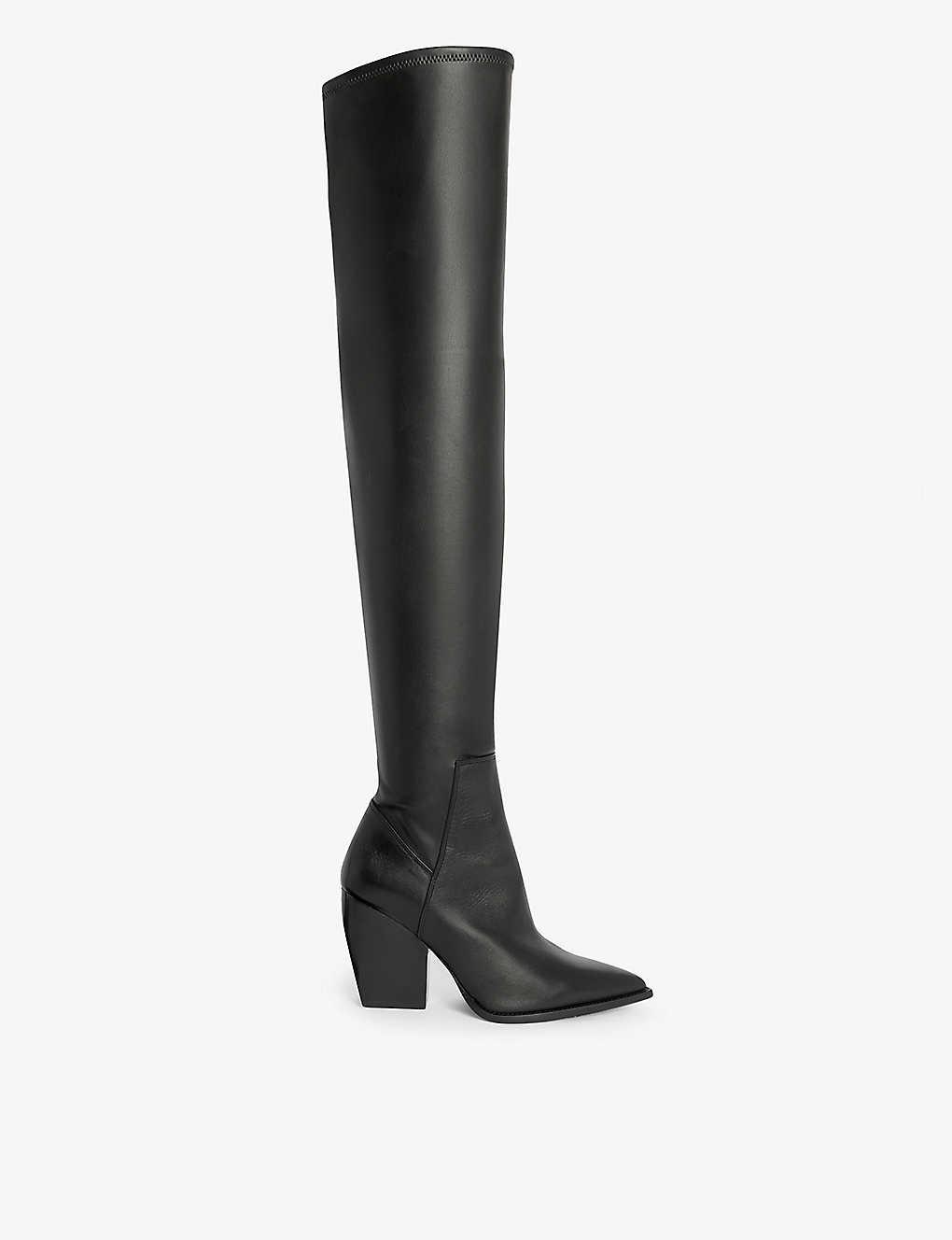 Lara Pointed toe Leather Heeled Over the knee Boots