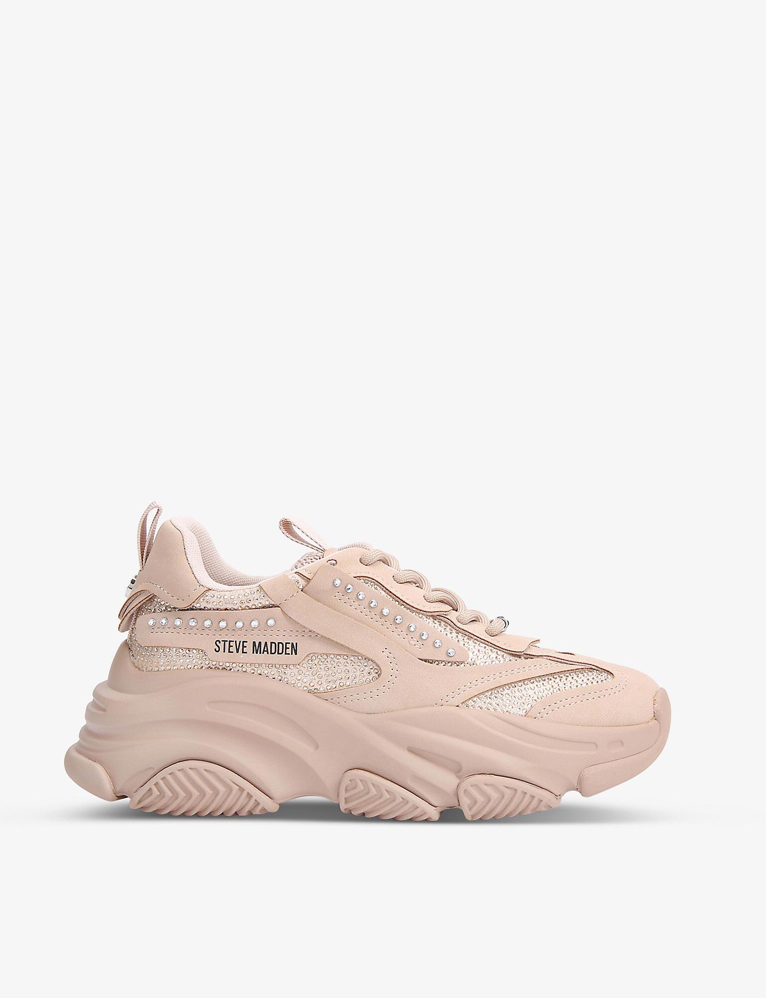 Steve Madden Possession R Faux-leather And Mesh Trainers in Pink | Lyst