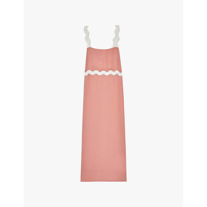 【海外限定】REISSドレス☆Asher Wave-Trim Crepe Midi Dress in Reiss Wave-Trim Crepe Midi Dress in Burgundy | REISS