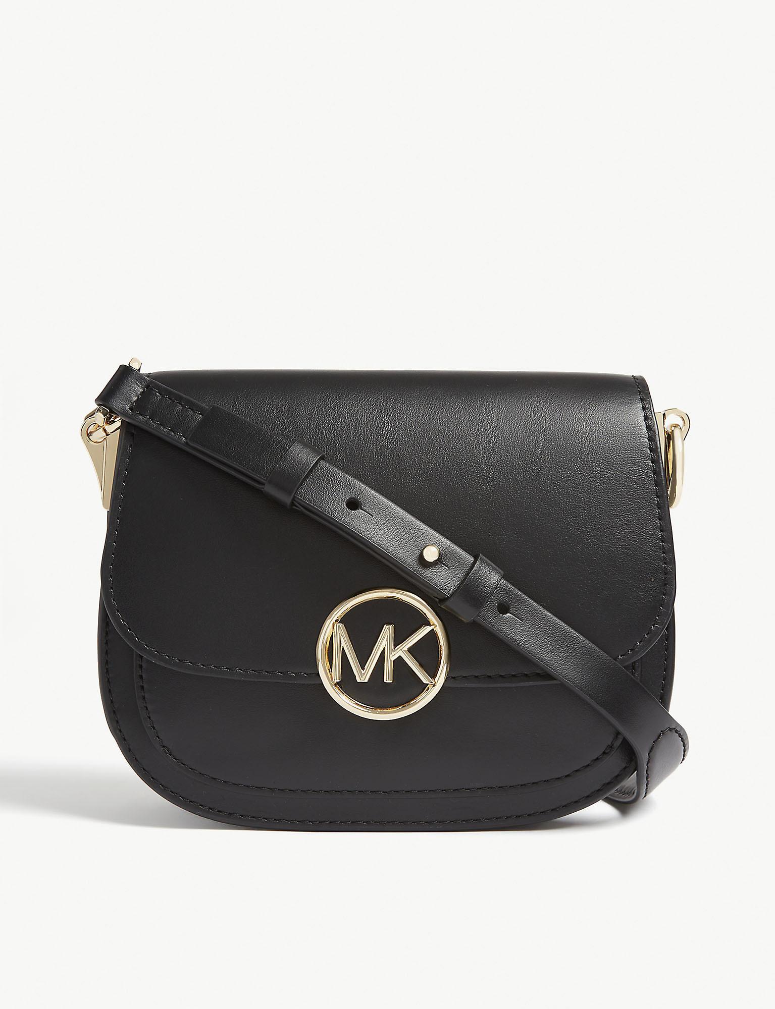 MICHAEL Michael Kors Lillie Small Leather Saddle Bag in Black - Lyst