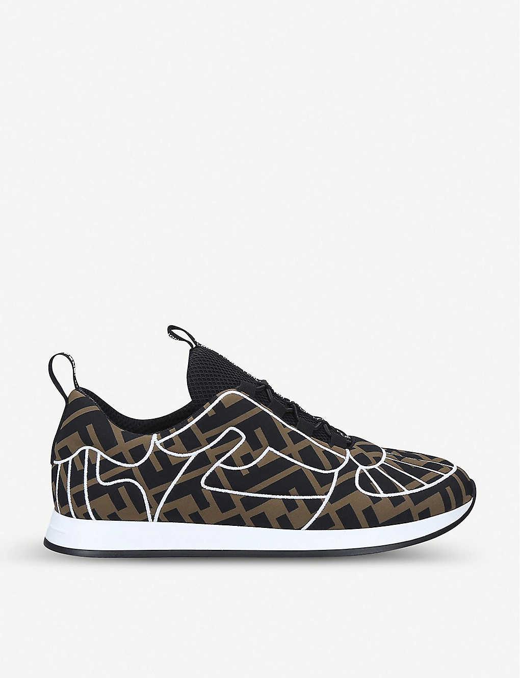 fendi logo print neoprene trainers