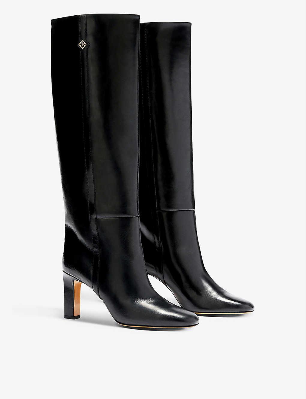 Sandro Jily Leather Heeled Boots in Black | Lyst