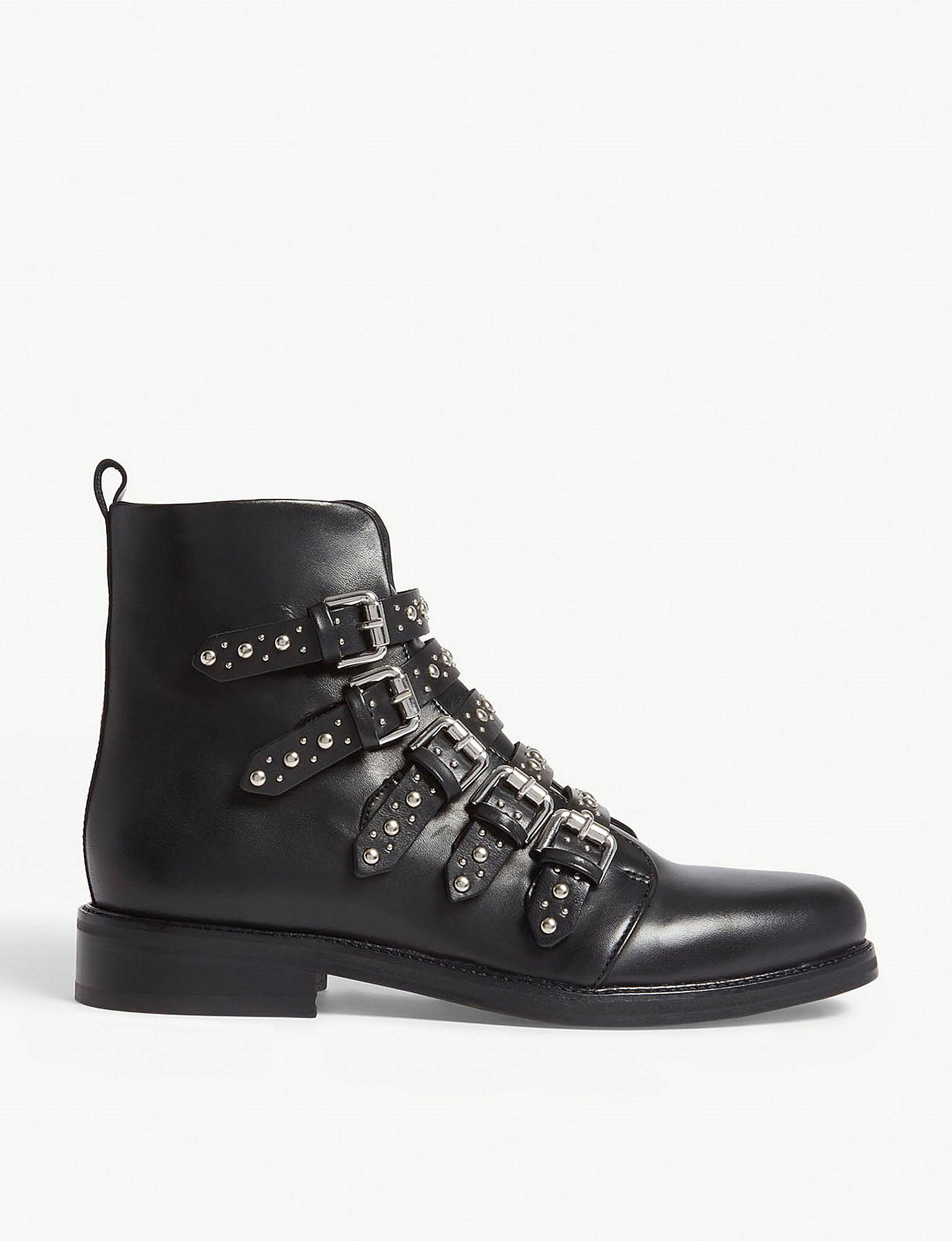 Maje Fortune Studded Leather Boots in Black - Lyst