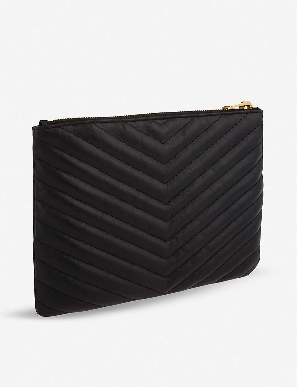 monogram quilted leather pouch