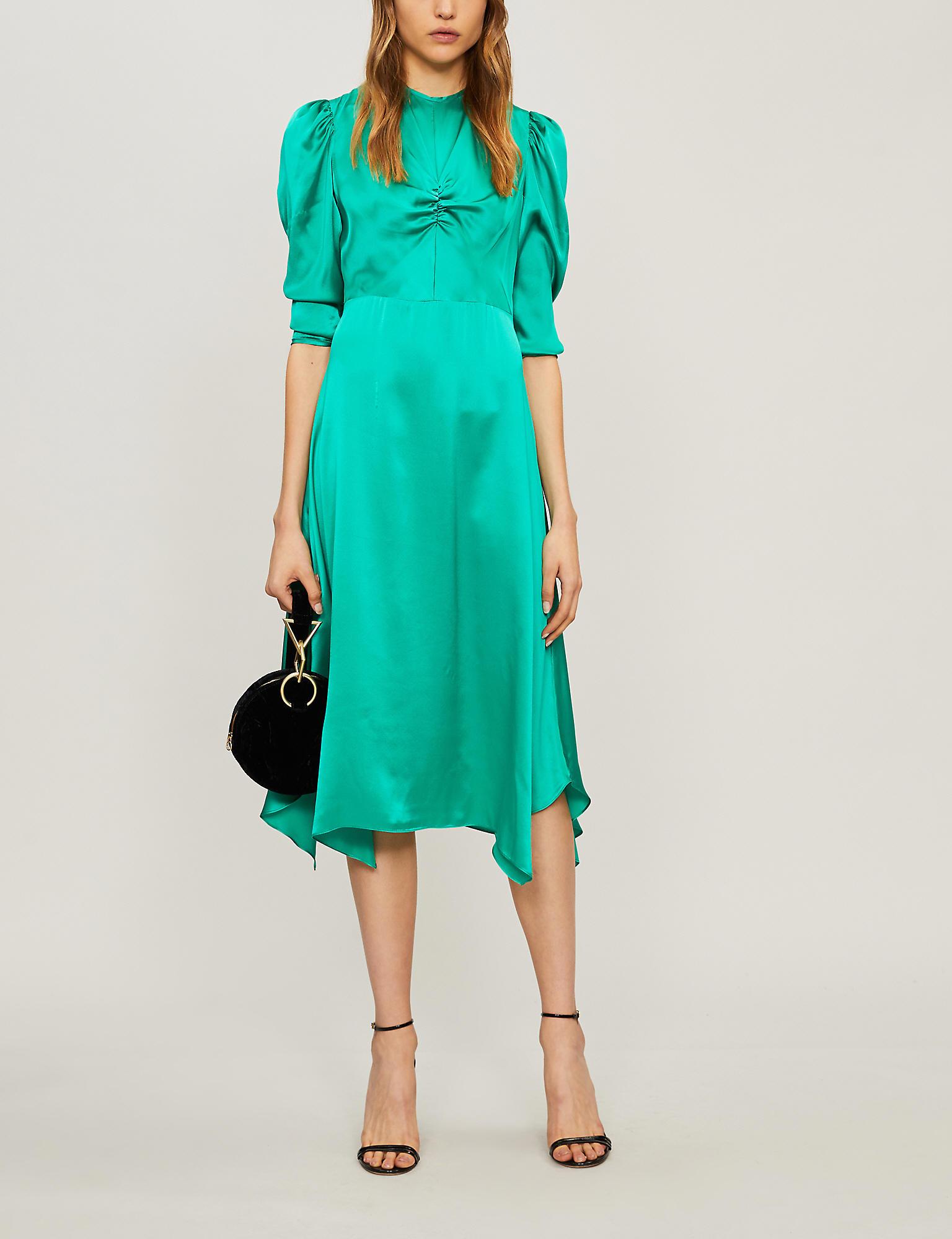 jade green satin dress