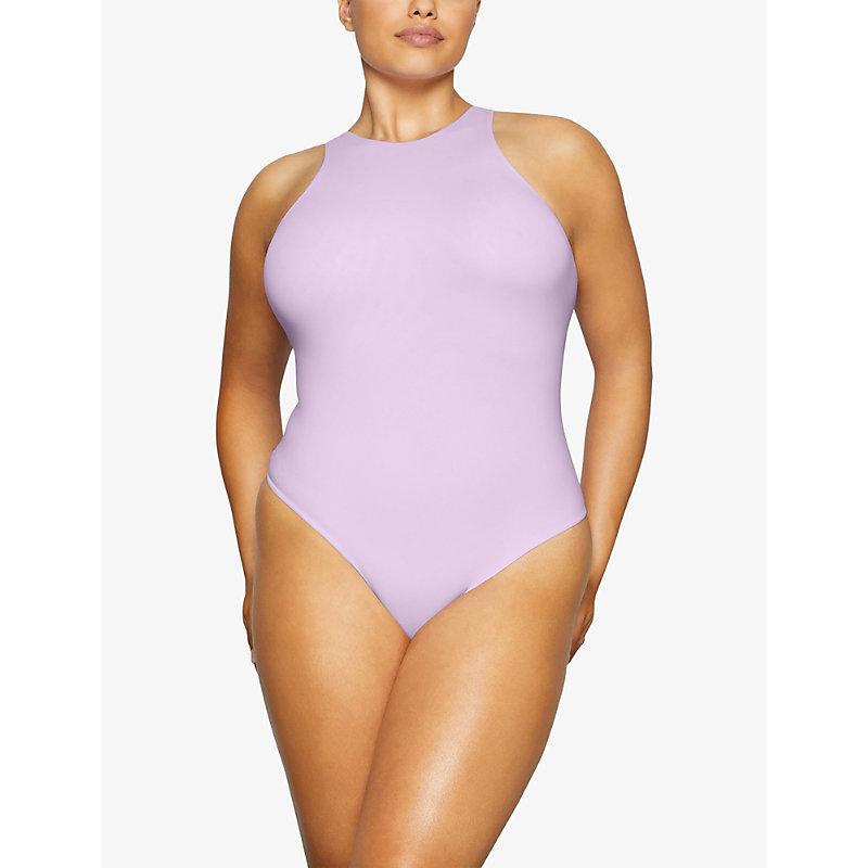 Skims Fits Everybody High-neck Stretch-woven Bodysuit in Purple